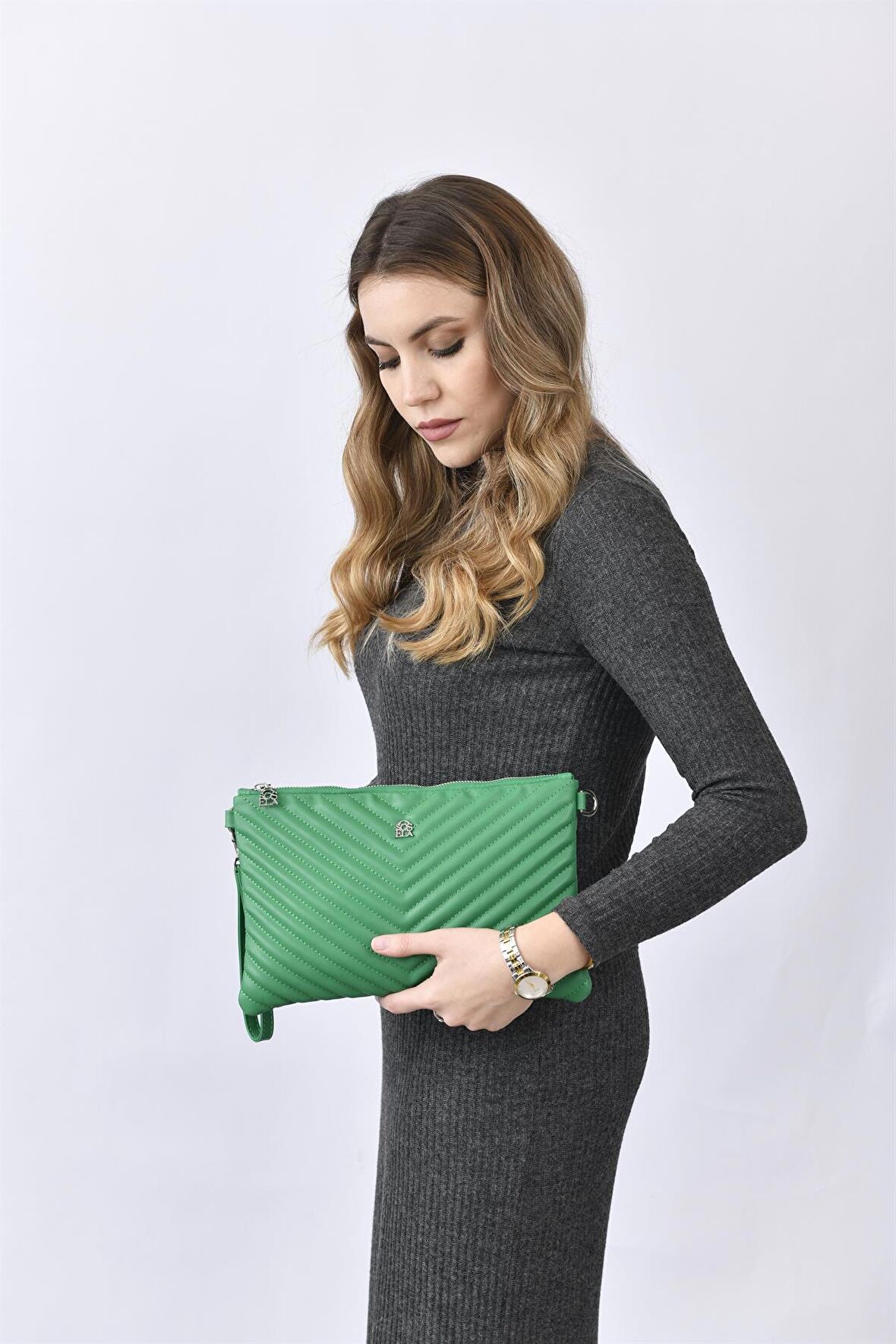 AZURE KADIN CLUTCH ÇANTA  67-6009 YESIL