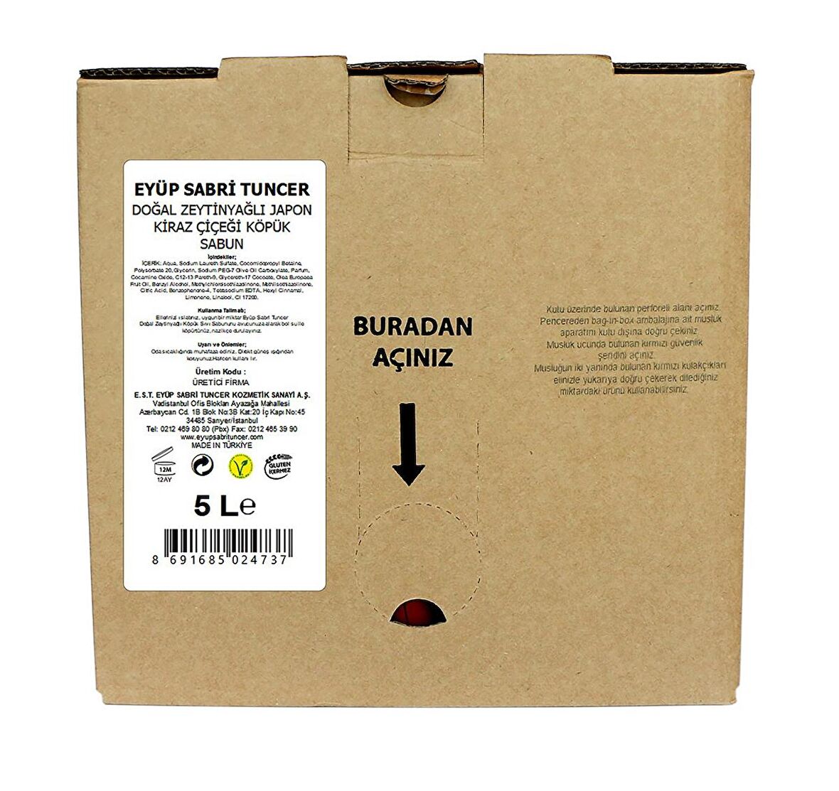 Japon Kiraz Çiçeği Doğal Zeytinyağlı Köpük Sabun 5 lt - Bag in Box