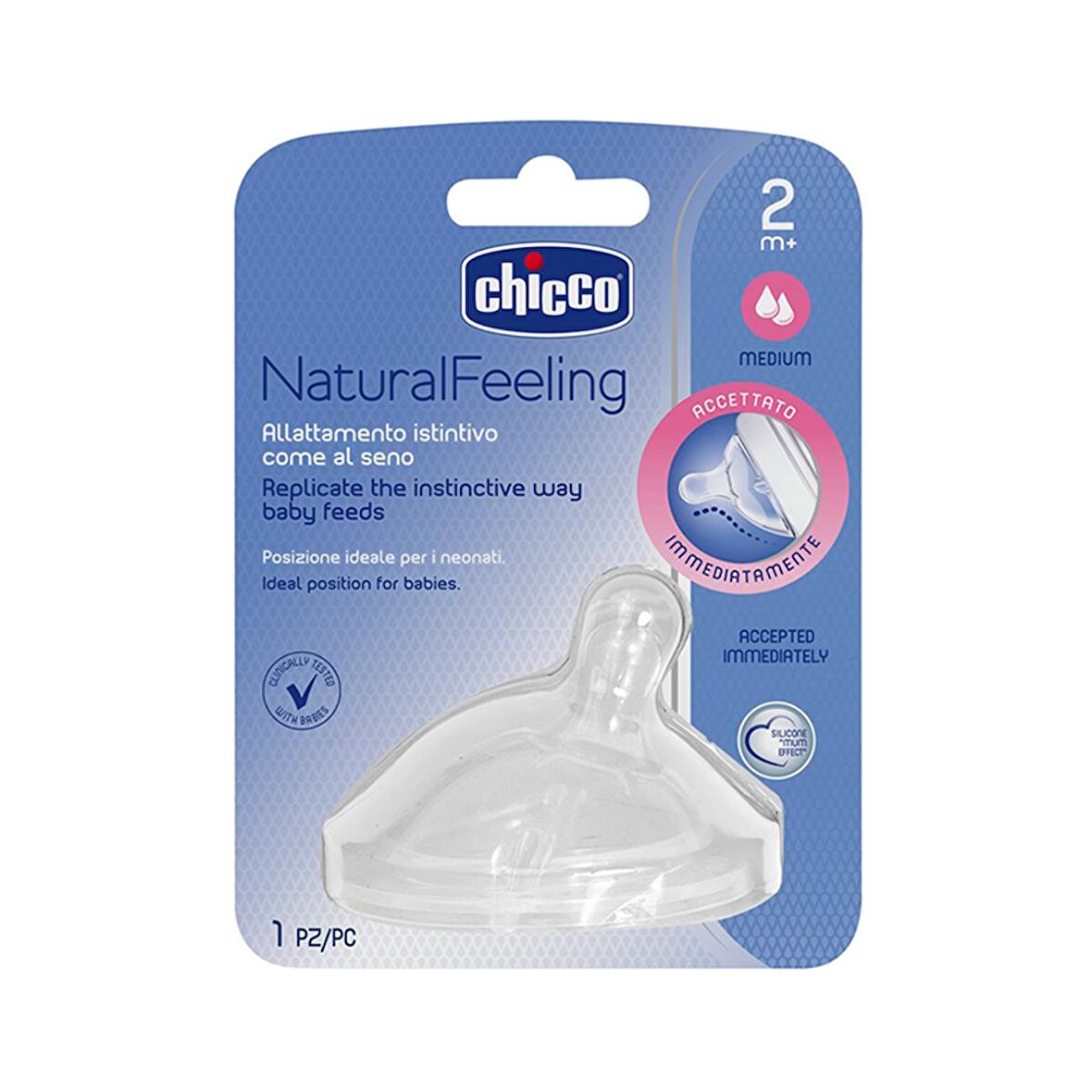 Chicco Natural Feeling Biberon Emziği 2 Ay+ Medium 1 Adet