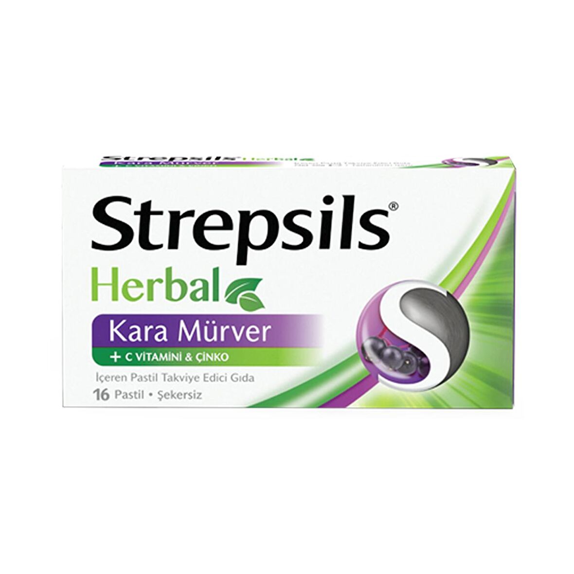 Strepsils Herbal Kara Mürverli 16 Adet Pastil