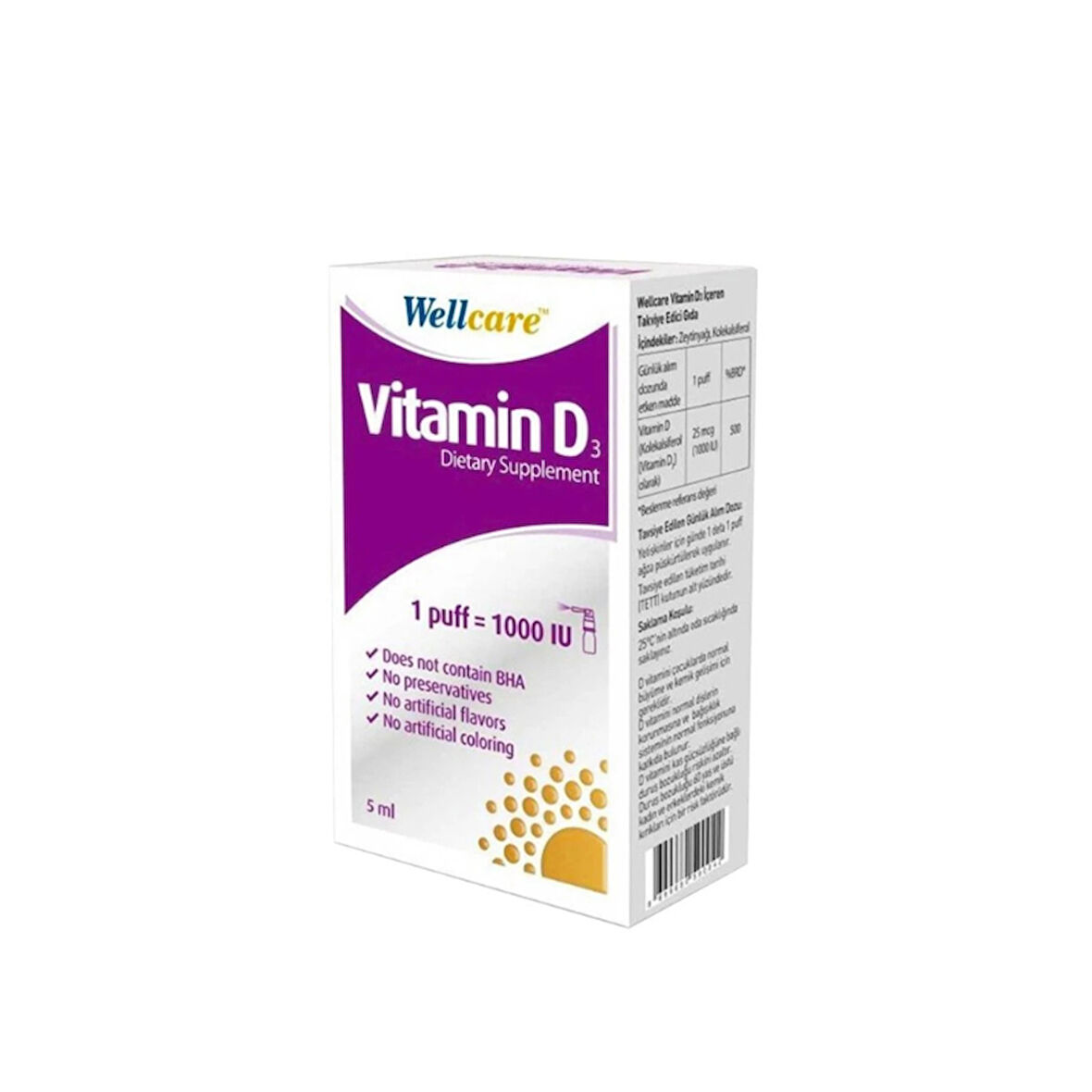 Wellcare Vitamin D3 1000 IU 5 ml Sprey