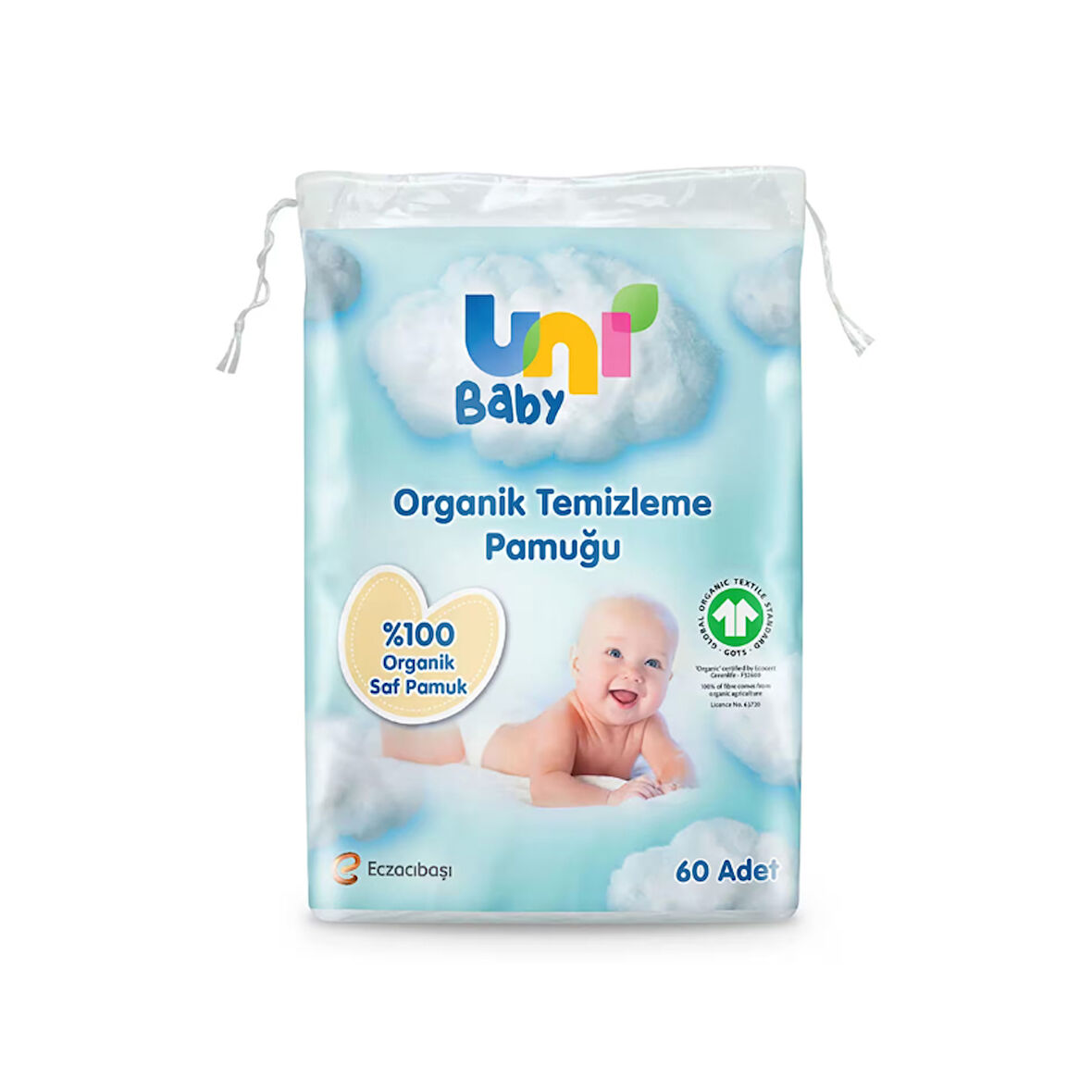 Uni Baby Organik Temizleme Pamuğu 60 Adet