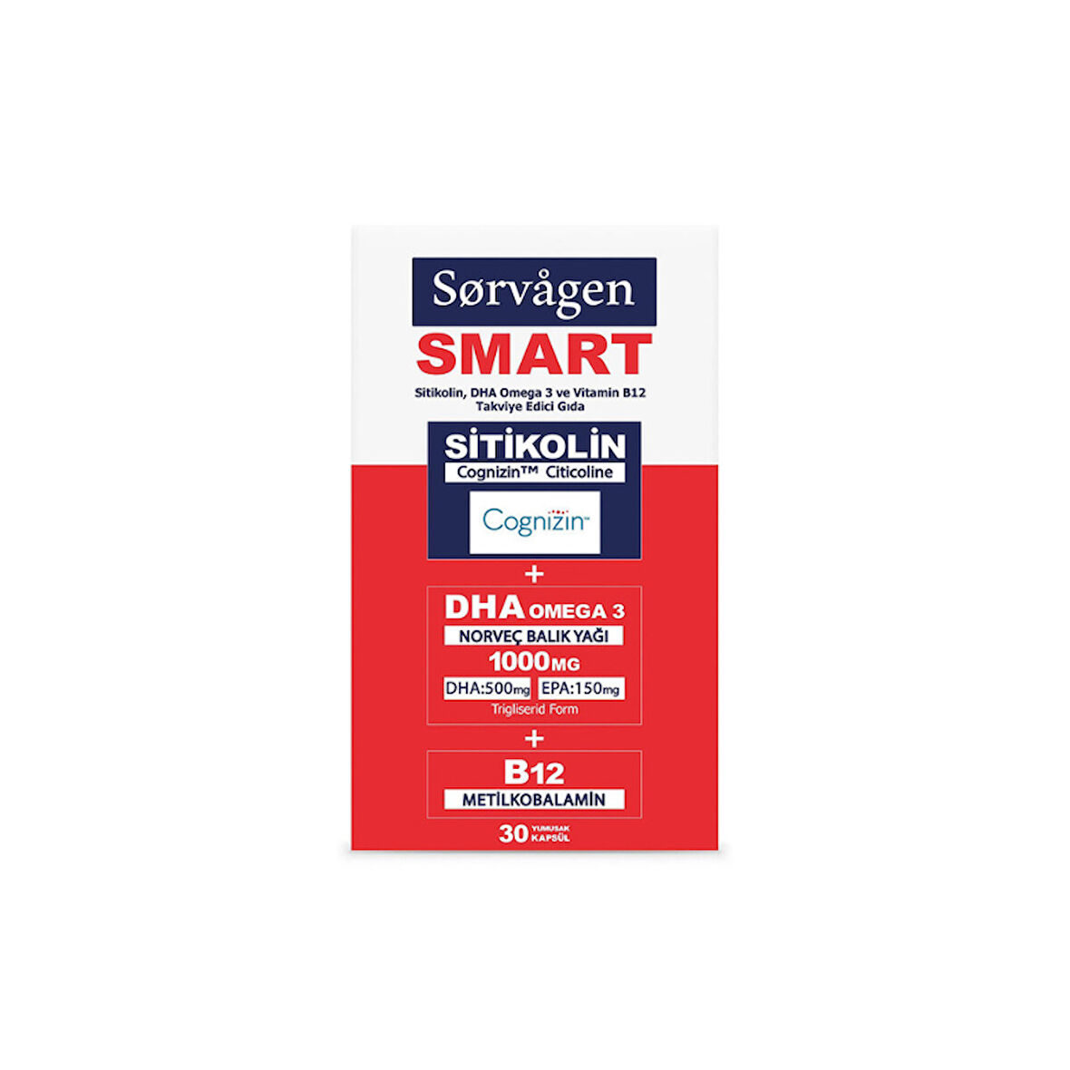 Sorvagen Smart Sitikolin Omega 3 İçeren Takviye Edici Gıda 30 Kapsül