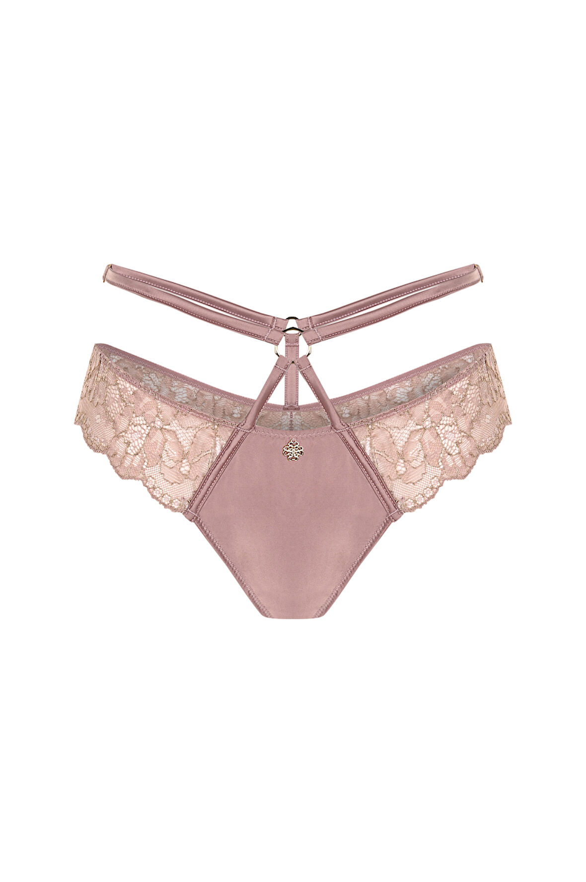 Karlotta Gül Kurusu Saten Dantelli Kemer detaylı Tanga