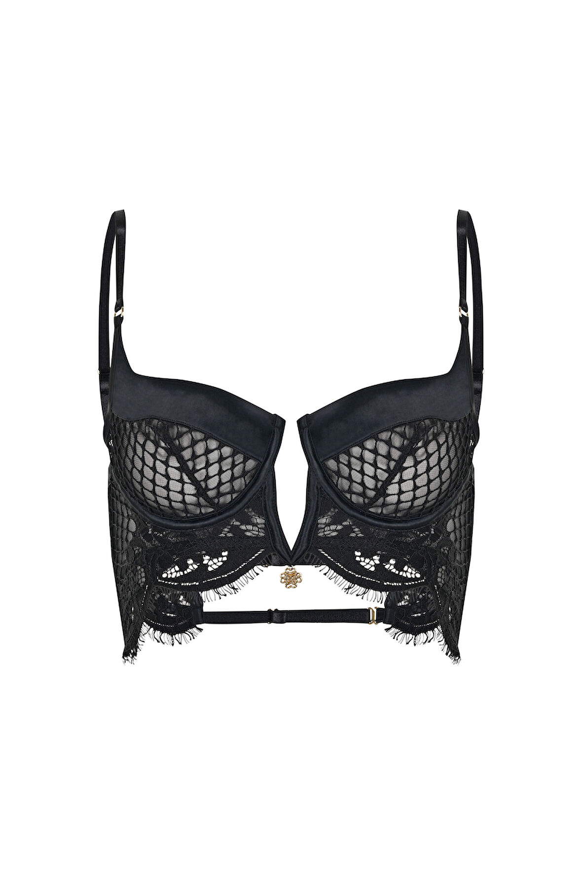 Calla Lily Siyah Dantelli Korseli Sütyen