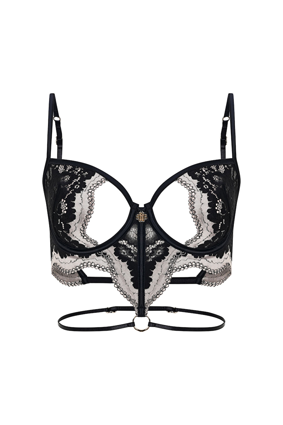 Sensure Siyah Dantelli Dekolteli Büstiyer Sütyen