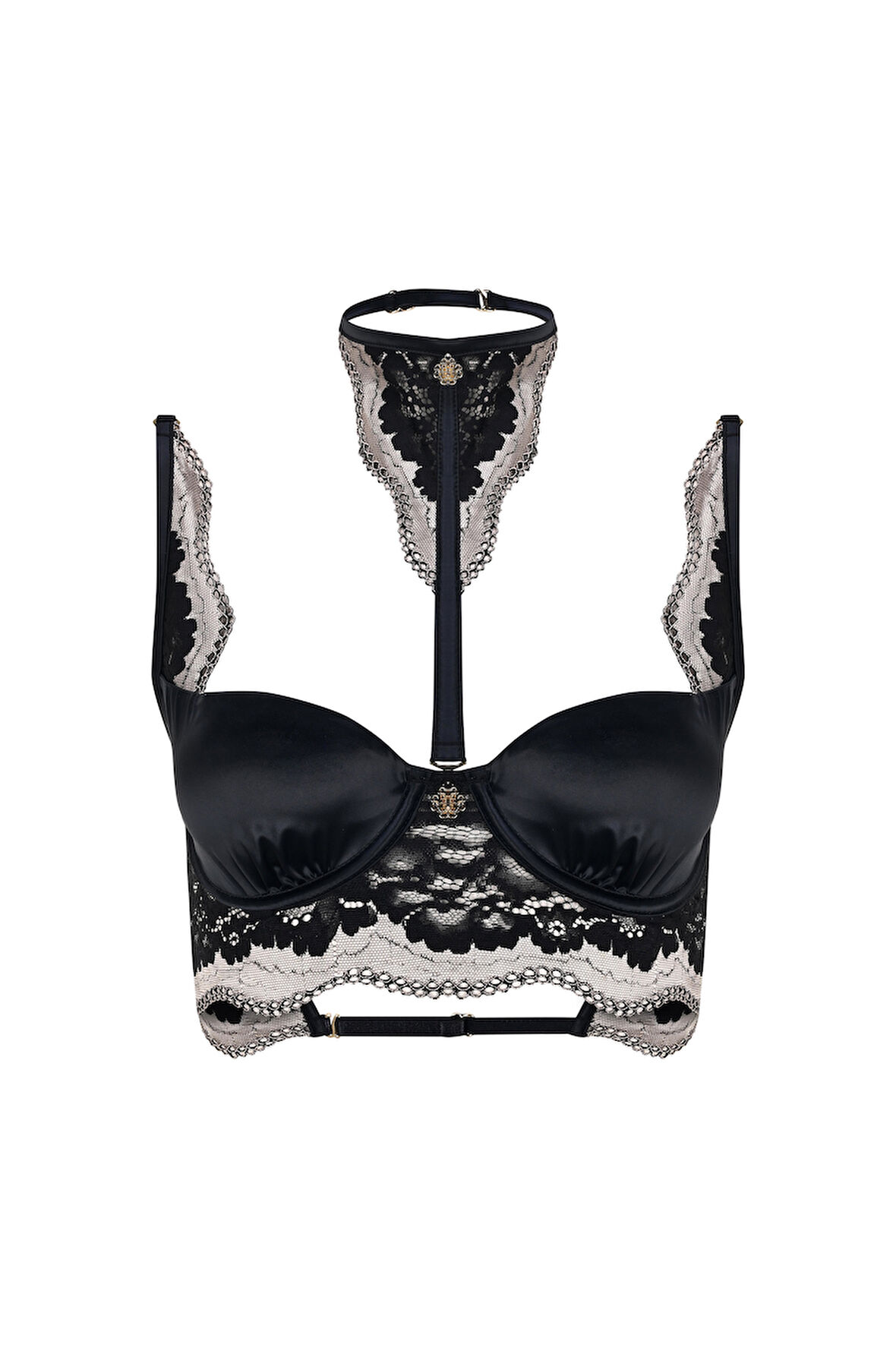 Sensure Siyah Saten Dantel Detaylı Balconette Sütyen
