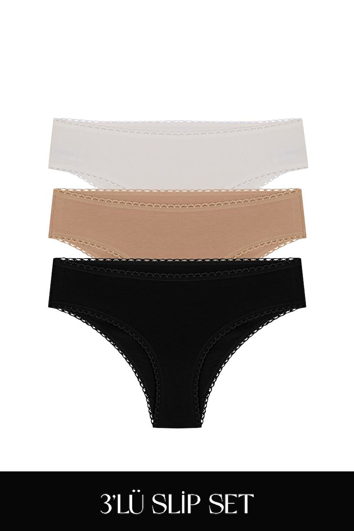 Cotvie 3 Renk ESK Pamuklu Slip 3'lü Set Külot