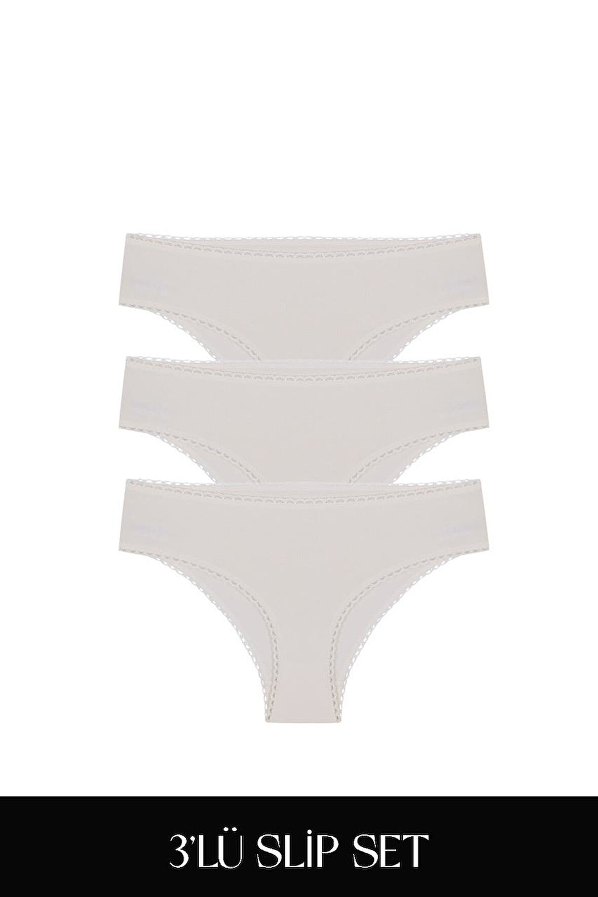 Cotvie Ekru Pamuklu Slip 3'lü Set Külot
