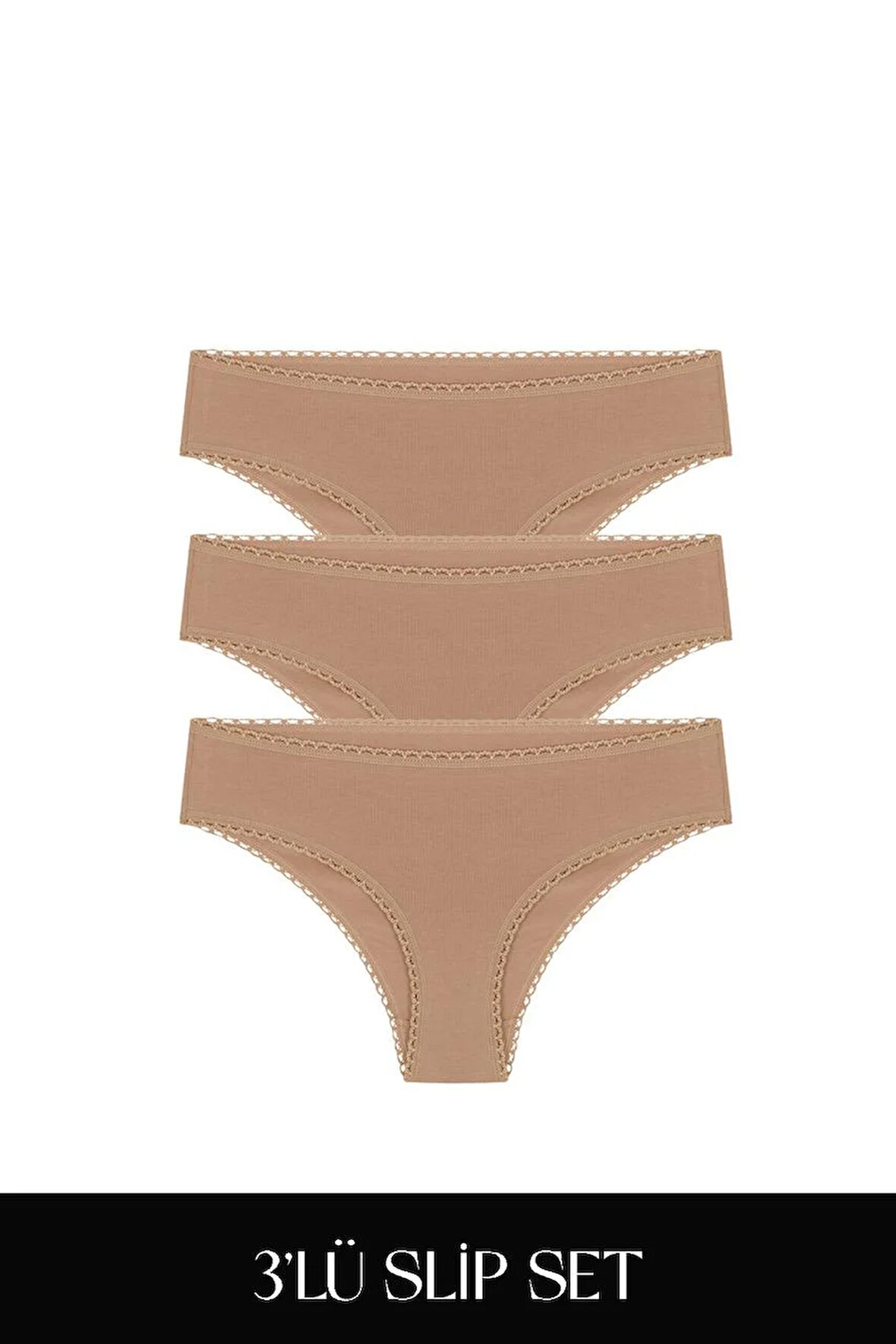 Cotvie Kahve Pamuklu Slip 3'lü Set Külot