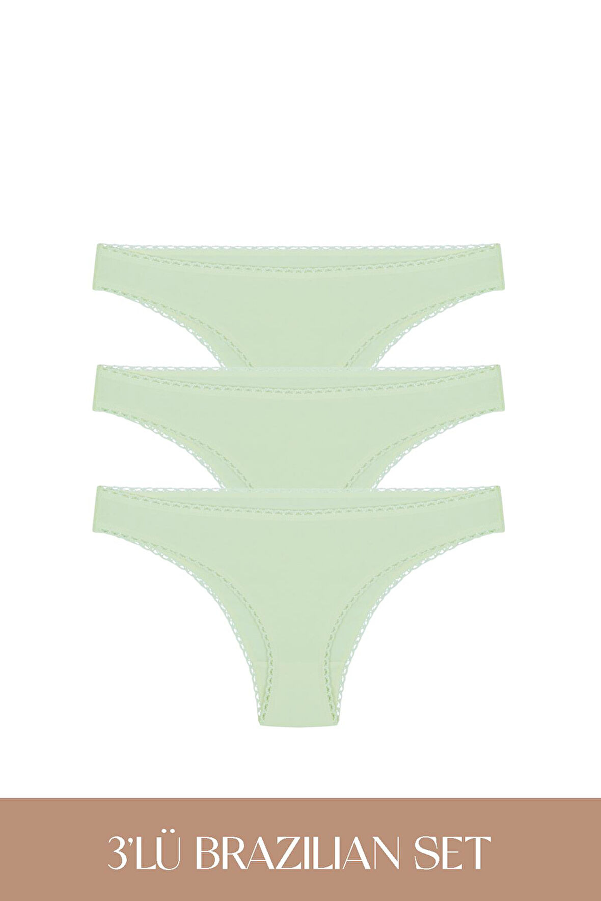 Cotvie Mint Pamuklu Brazillian 3'lü Set Külot