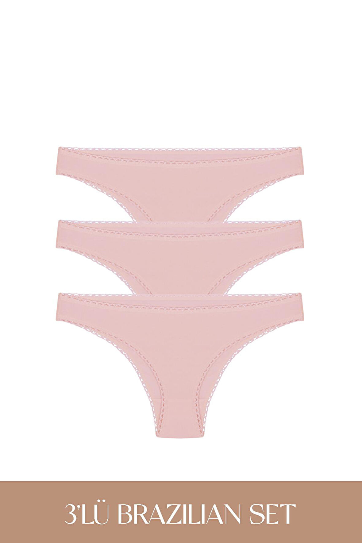 Cotvie Gül Kurusu Pamuklu Brazillian 3'lü Set Külot