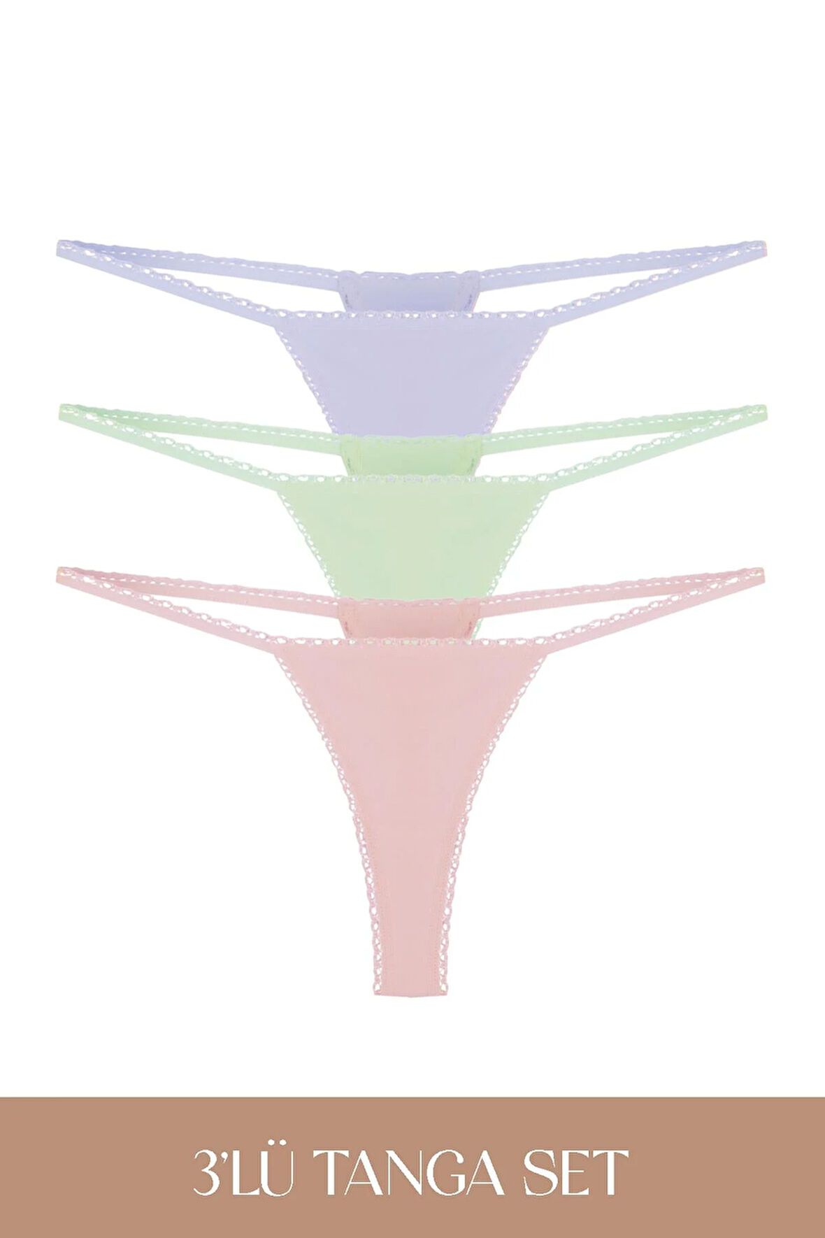 Cotvie 3 Renk LMG Pamuklu Tanga 3'lü Set Külot