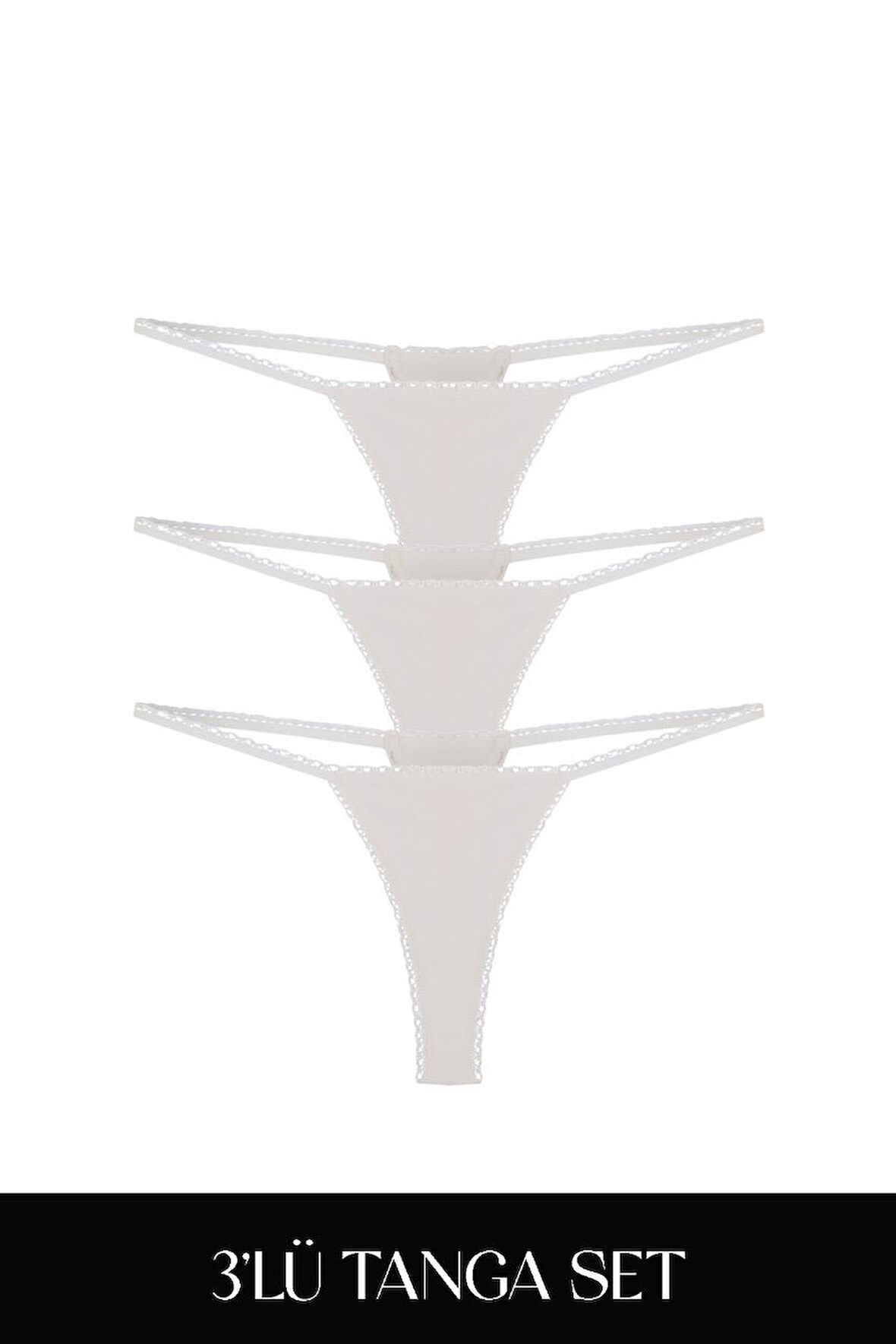 Cotvie Ekru Pamuklu Tanga 3'lü Set Külot