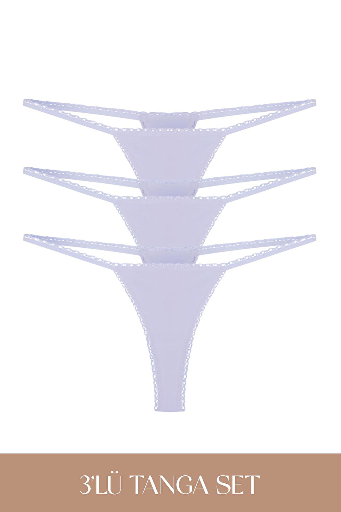 Cotvie Lila Pamuklu Tanga 3'lü Set Külot