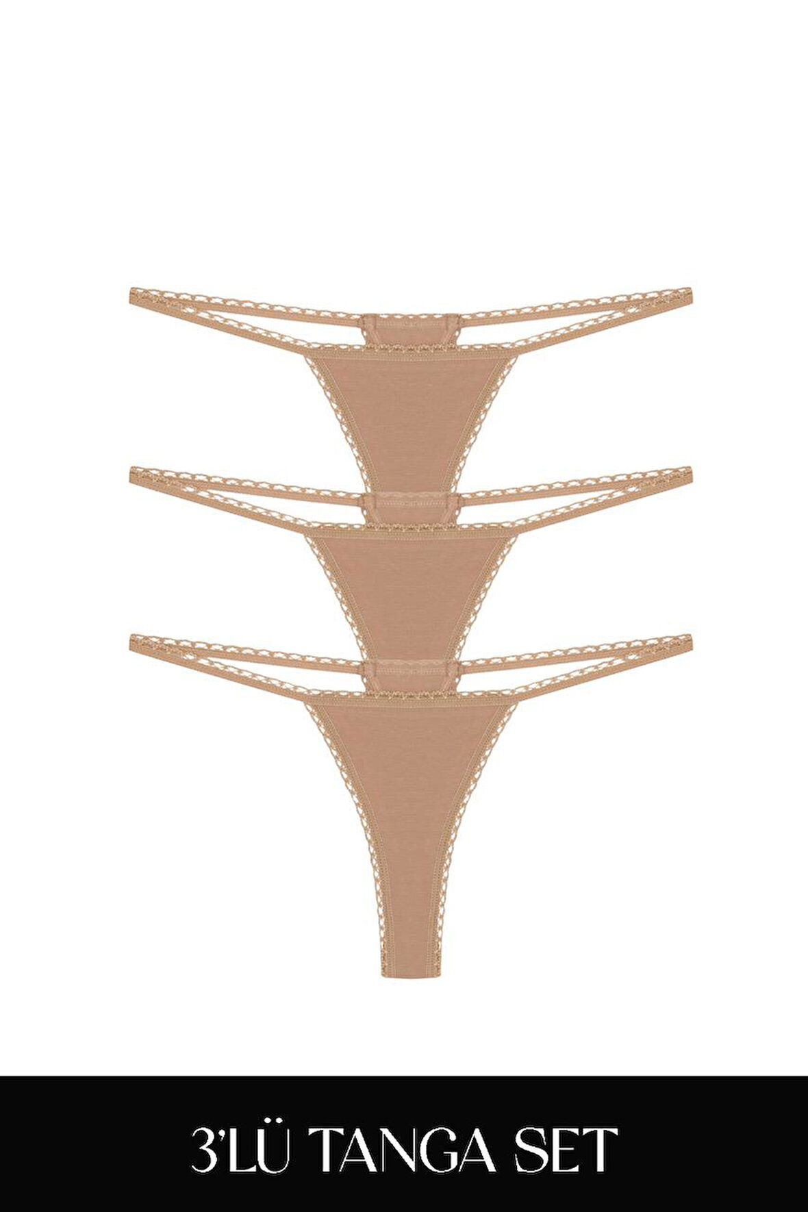 Cotvie Kahve Pamuklu Tanga 3'lü Set Külot