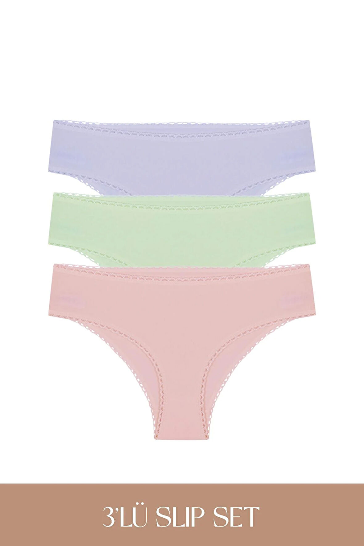 Cotvie 3 Renk LMG Pamuklu Slip 3'lü Set Külot