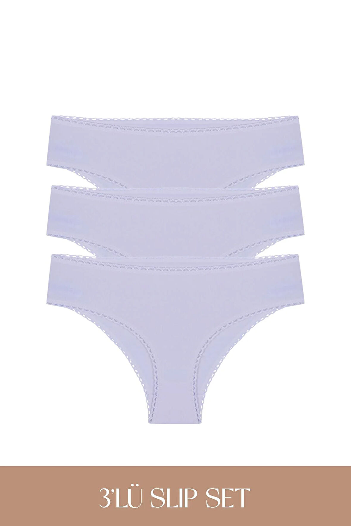 Cotvie Lila Pamuklu Slip 3'lü Set Külot