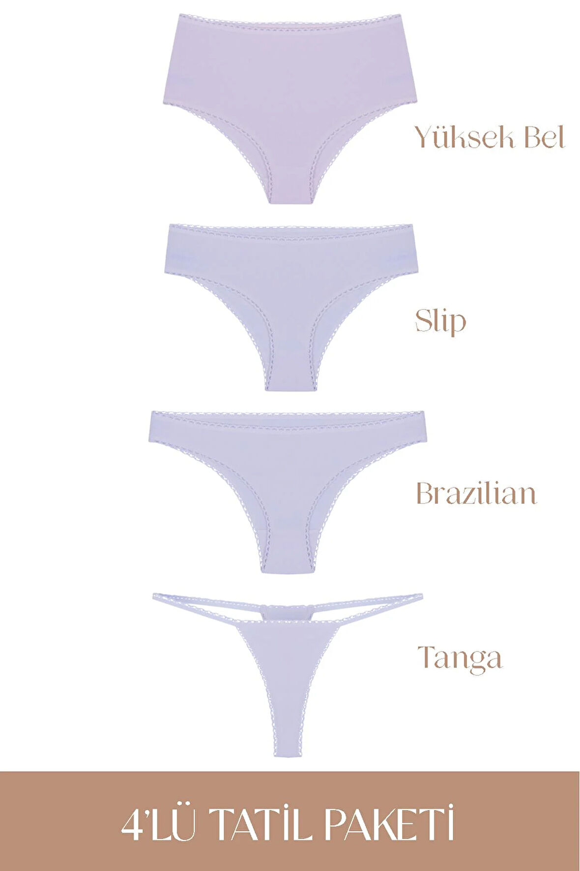 Cotvie Lila Pamuklu 4'lü Tatil Külot Seti