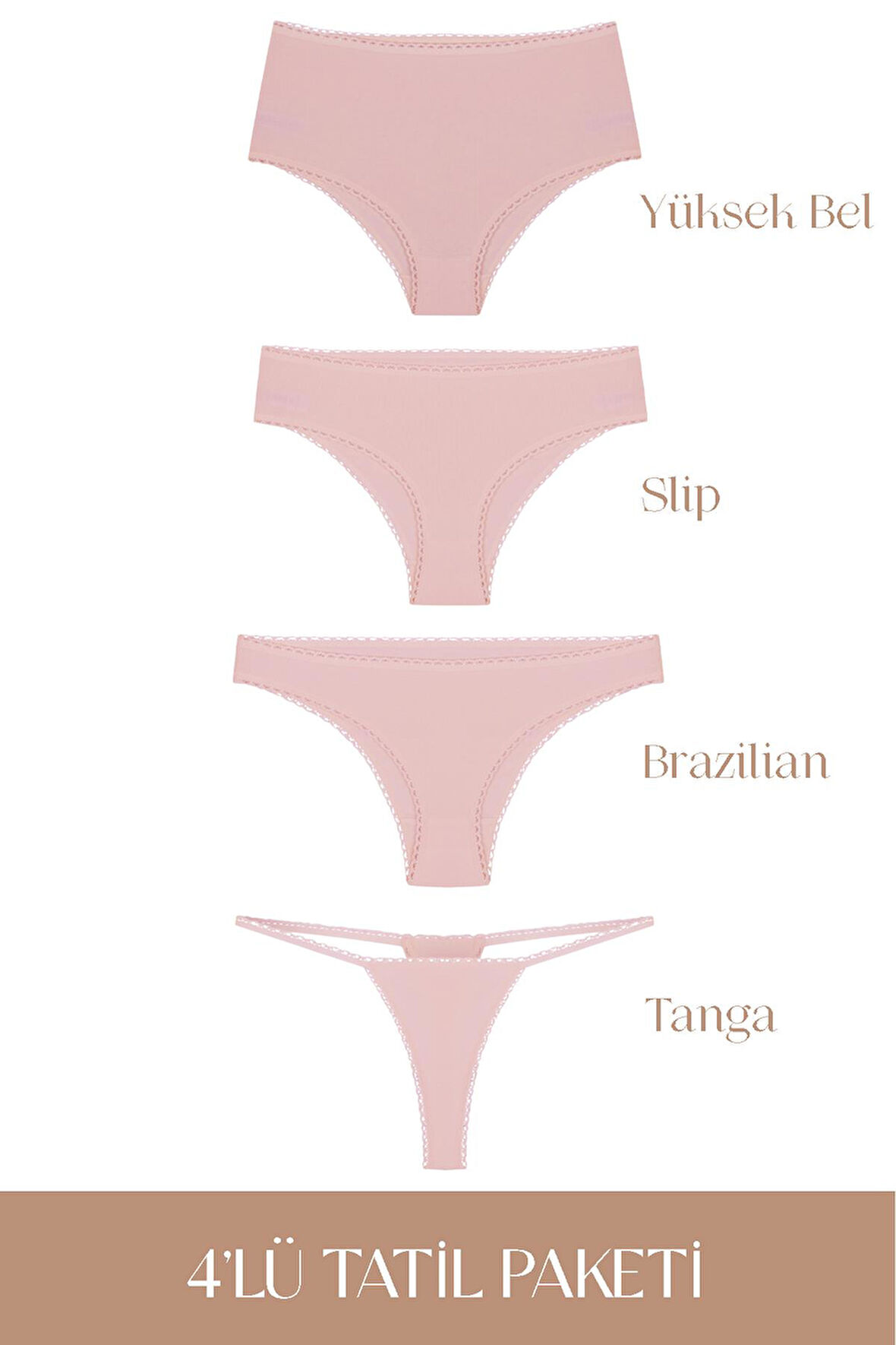 Cotvie Gül Kurusu Pamuklu 4'lü Tatil Külot Seti