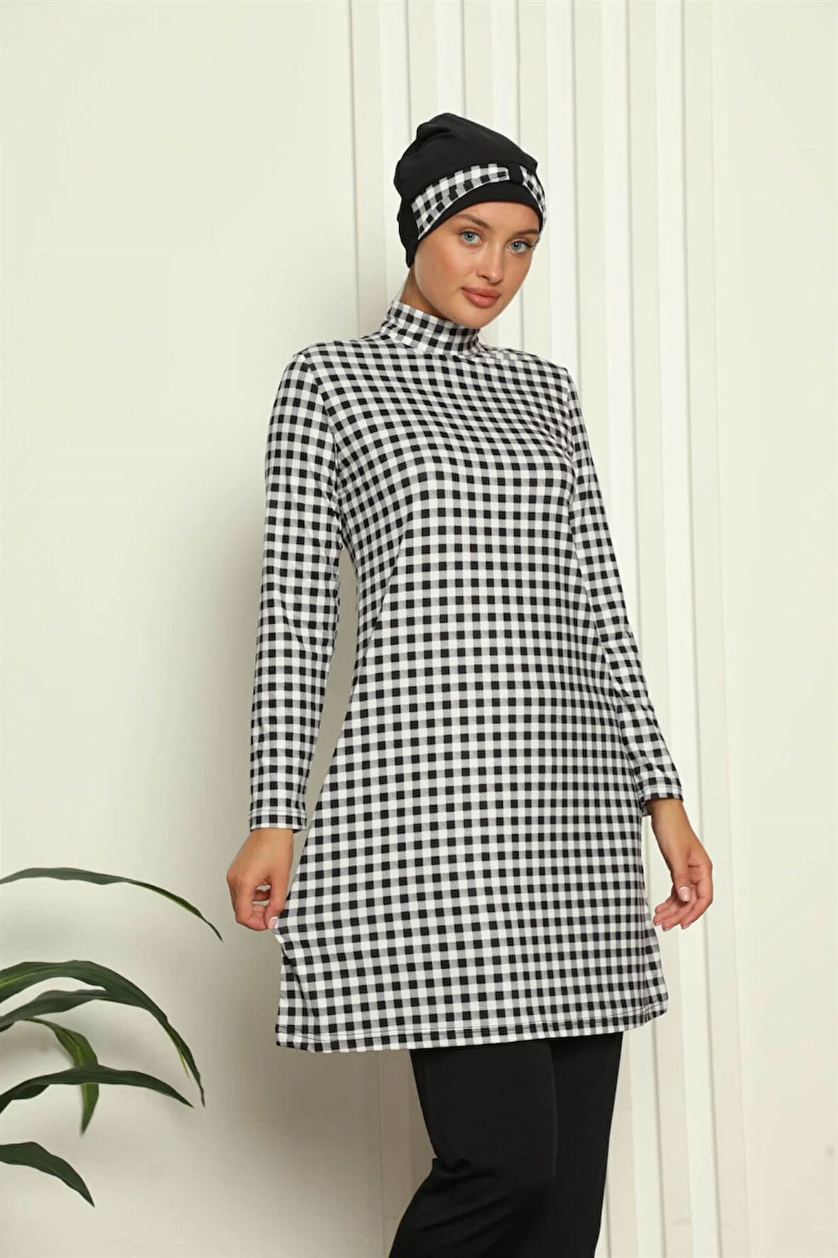 Akbeniz Tam Tesettür Dijital Desenli Mayo 31040