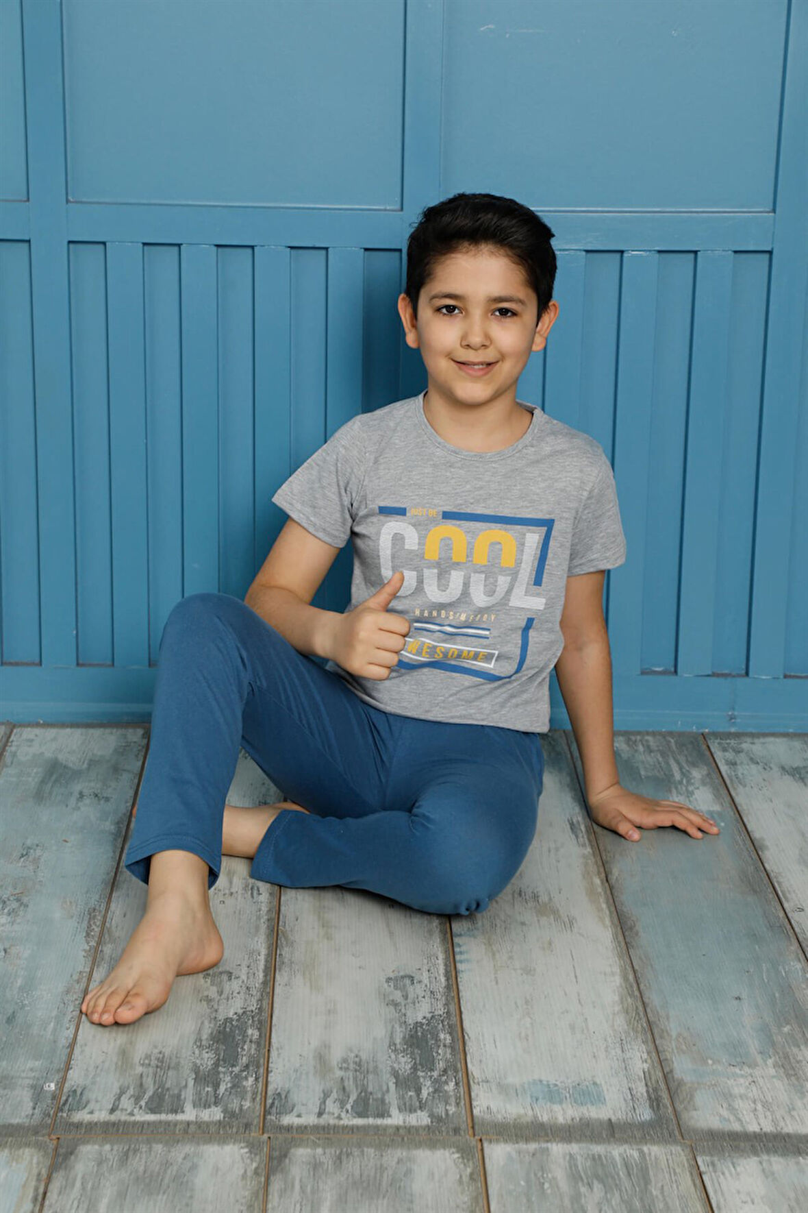 Akbeniz Çocuk Pamuk Kısa Kollu Pijama Takımı 20591G