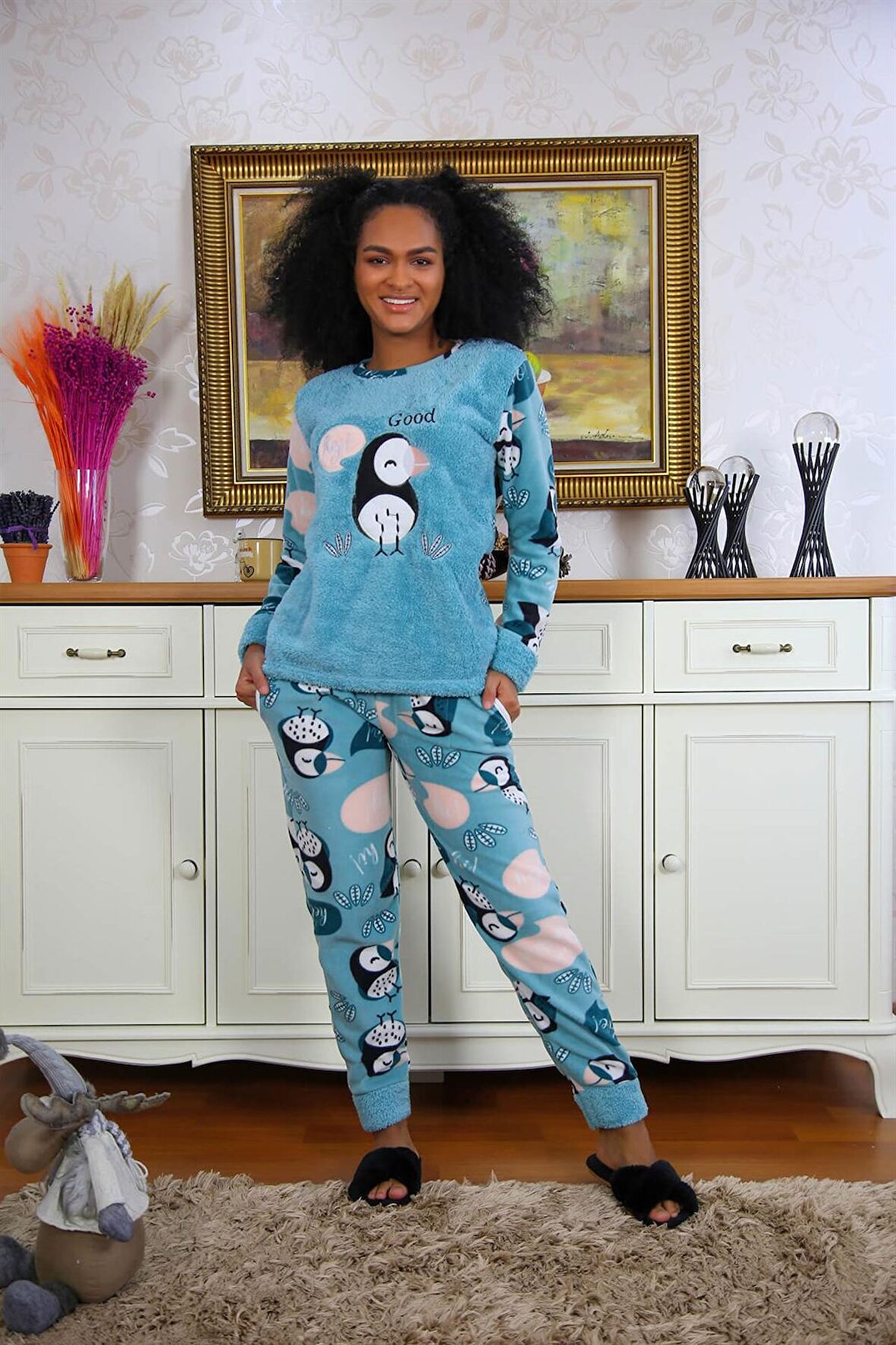 Akbeniz Welsoft Polar Kadın Pijama Takımı 8501