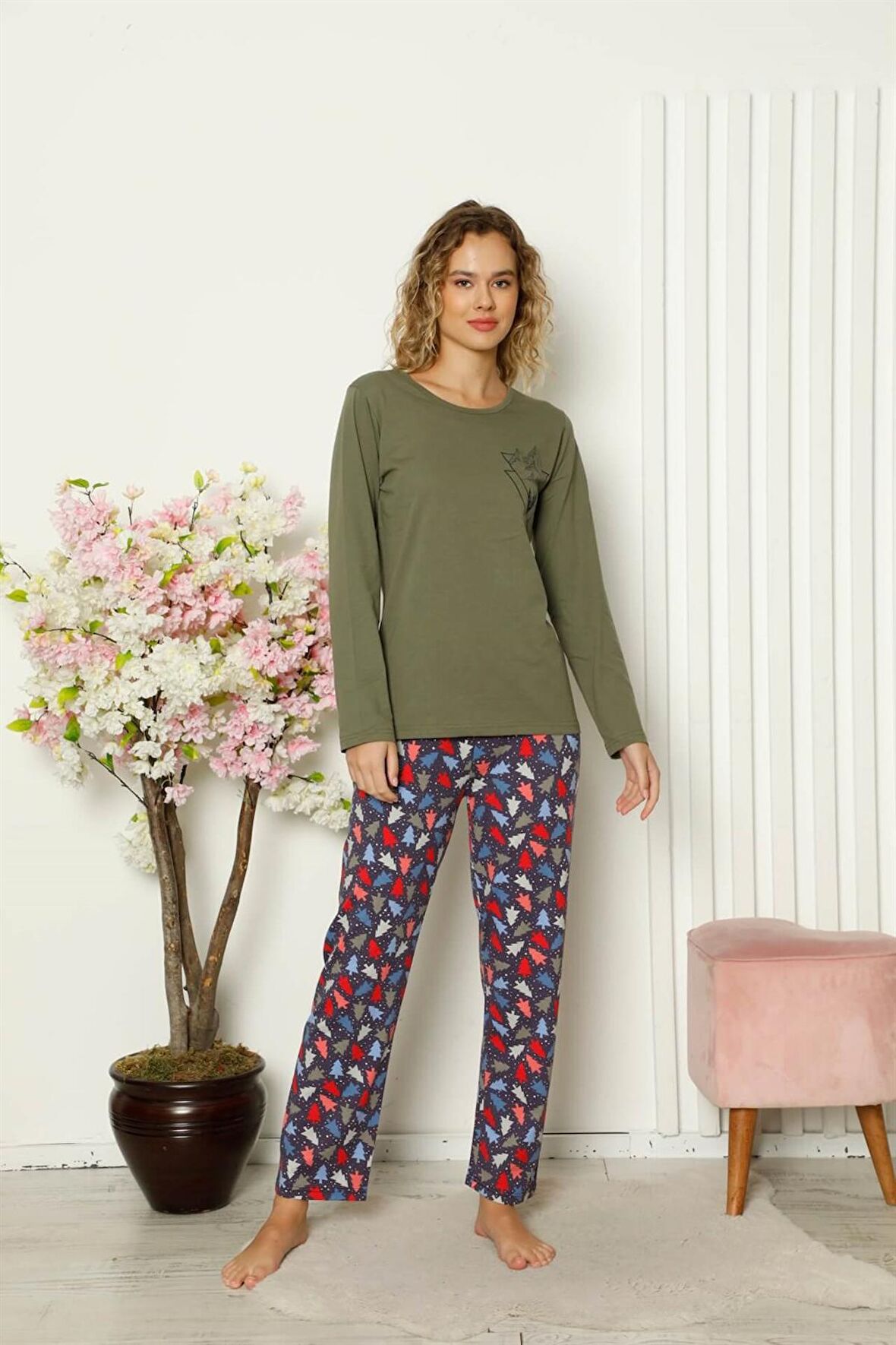 Akbeniz Kadın Penye Uzun Kol Pijama Takım 4101