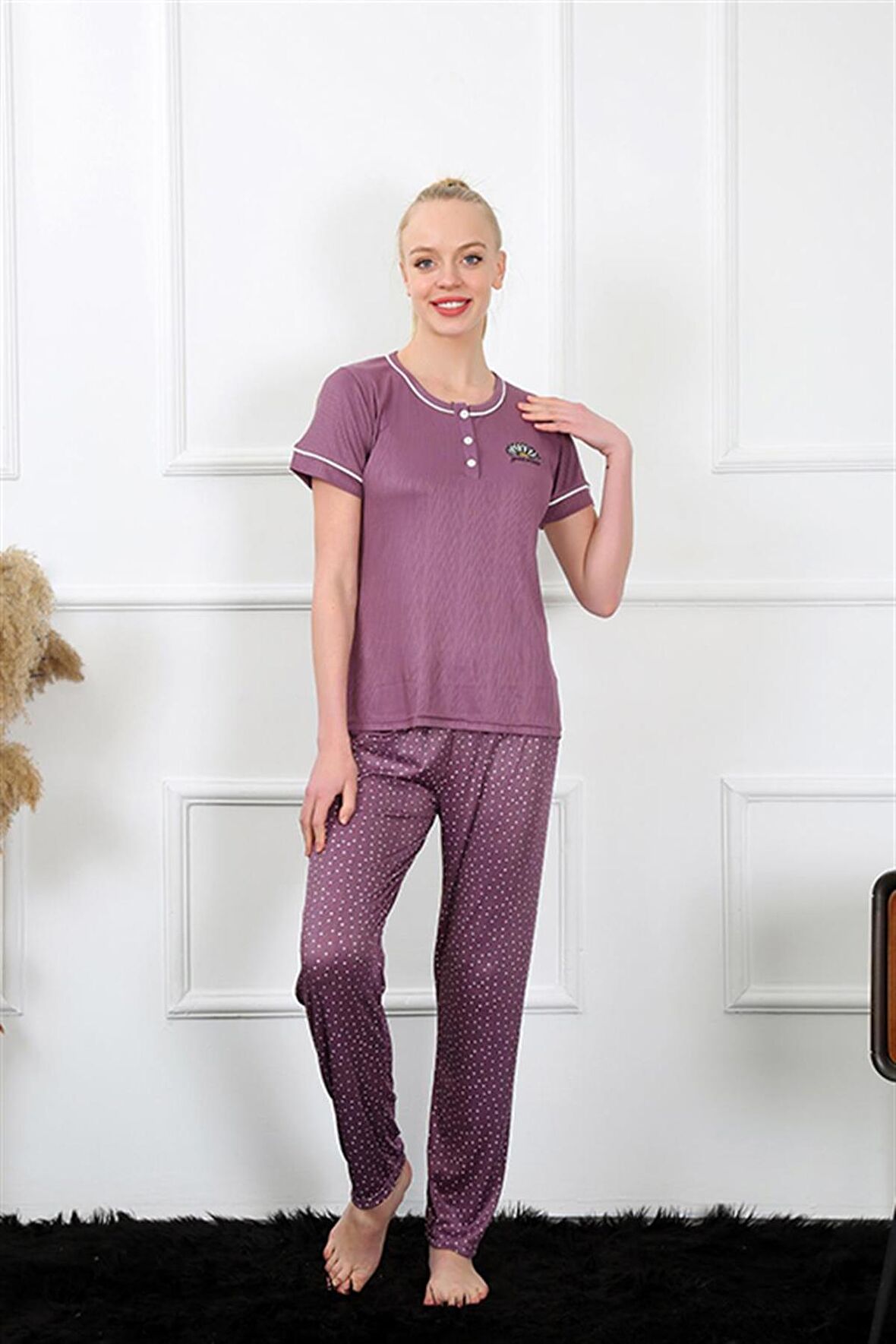 Akbeniz Kadın Mürdüm Kısa Kol Pijama Takım 20388