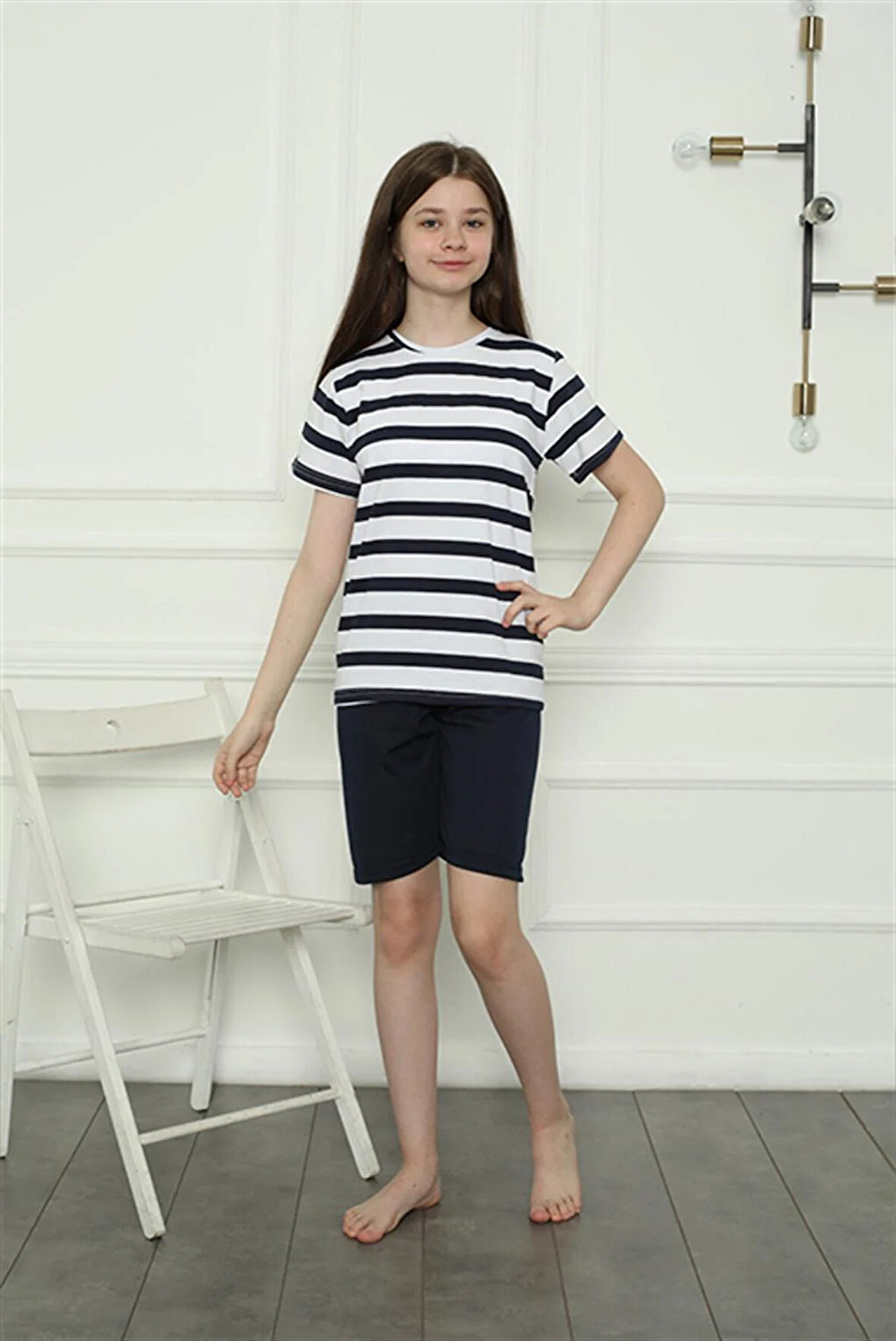 Akbeniz Kız Çocuk Penye Şortlu Pijama Takım 20406