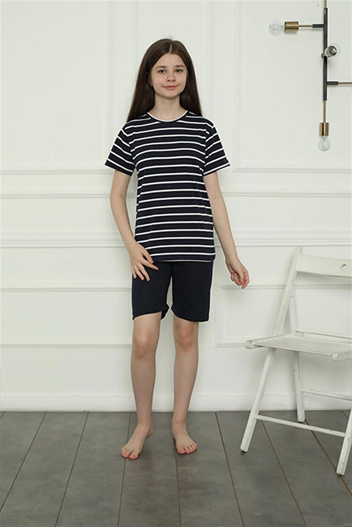 Akbeniz Kız Çocuk Penye Şortlu Pijama Takım 20407