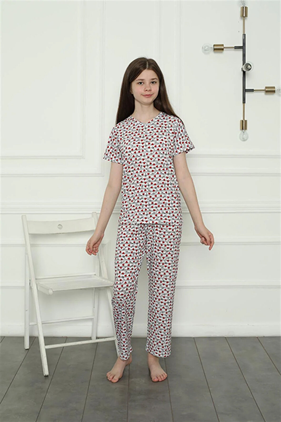 Akbeniz Kız Çocuk Penye Pijama Takım 20409