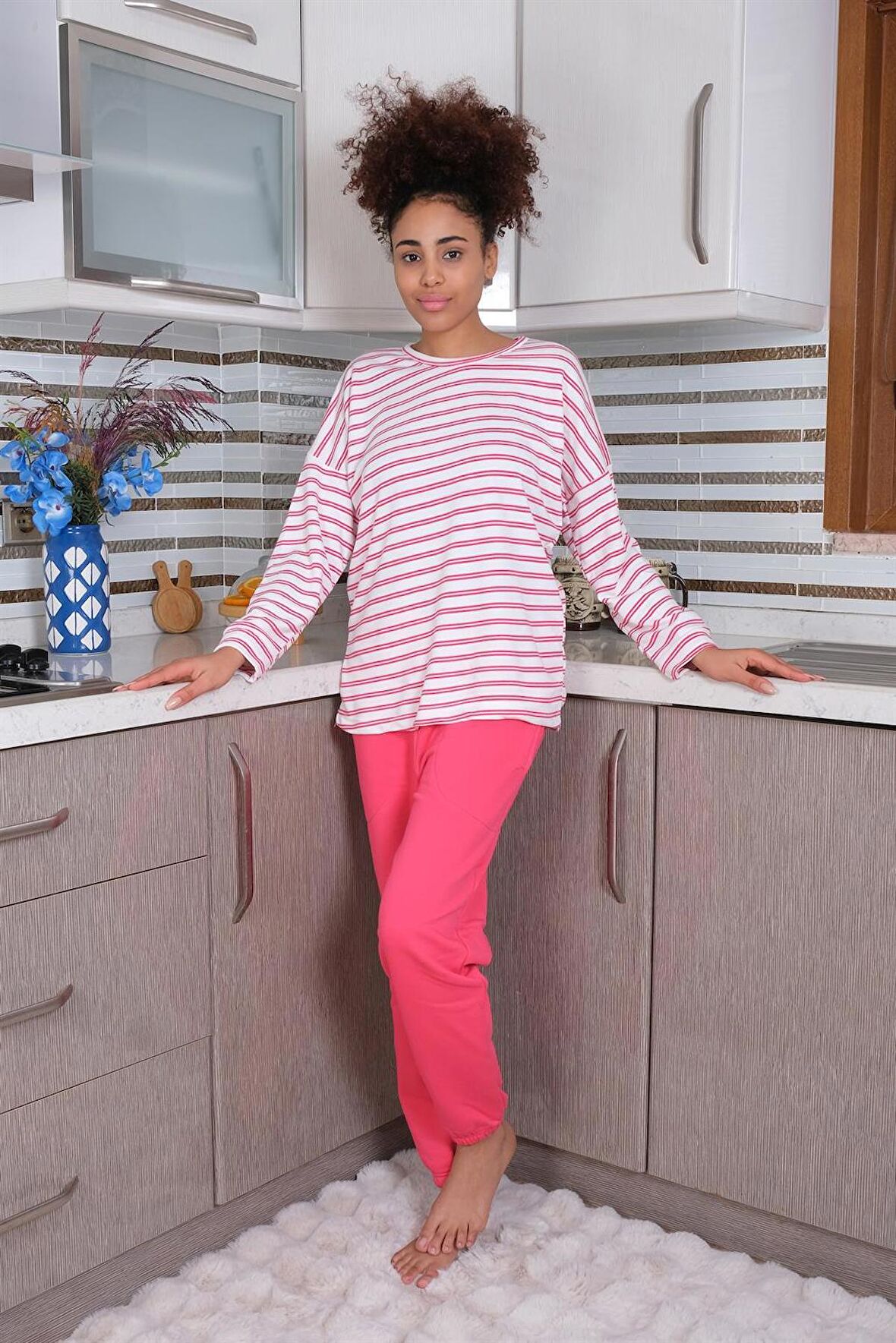 Akbeniz Kadın Uzun Kol 3 İplik Penye Pijama Takım 4179