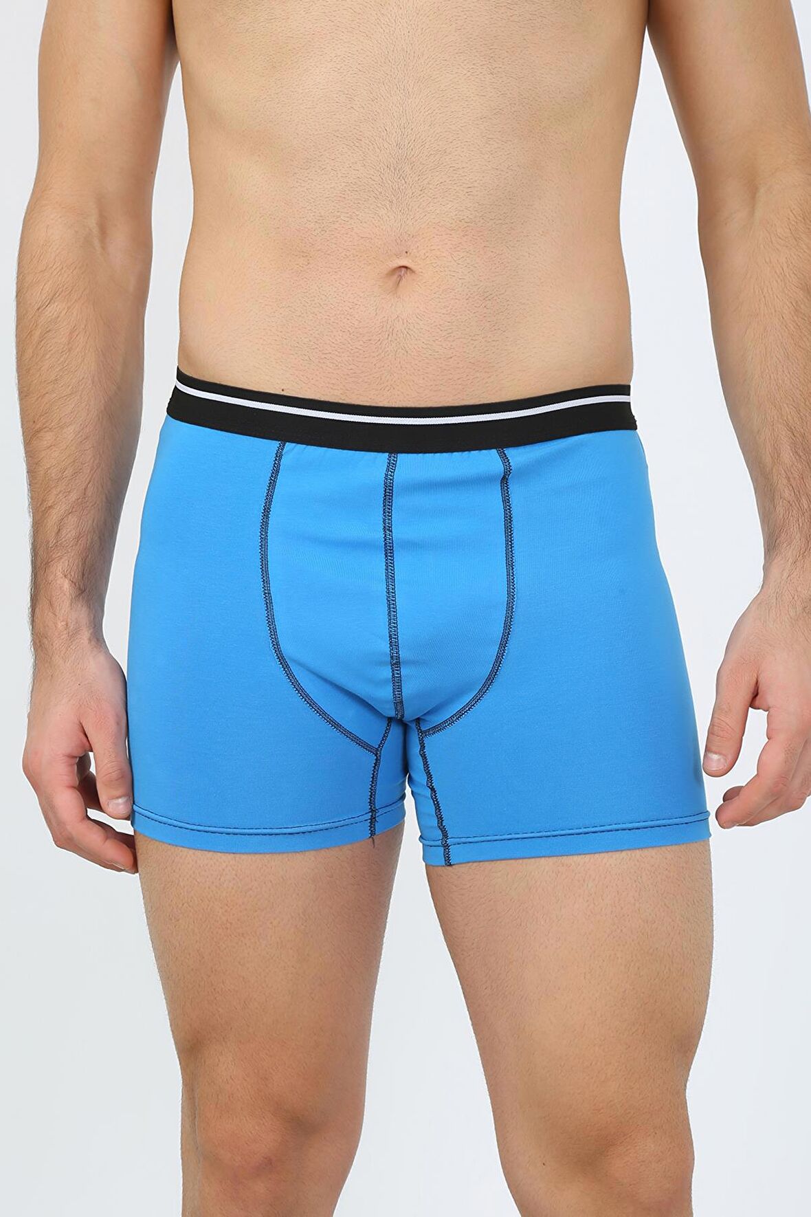 Akbeniz Erkek Pamuk Likralı Boxer Mavi 40133