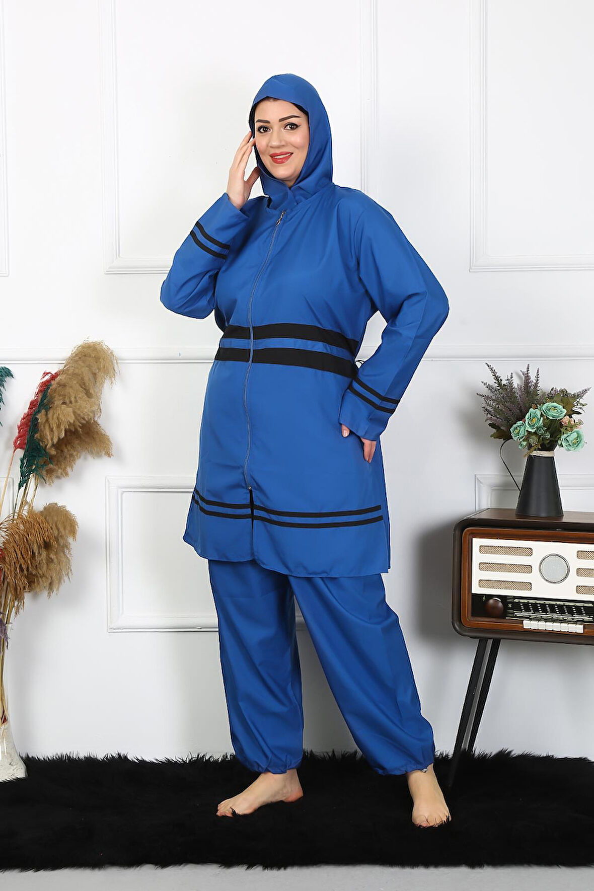 Akbeniz Büyük Beden Tesettür Mayo 7XL-8XL-9XL-10XL İndigo 55010
