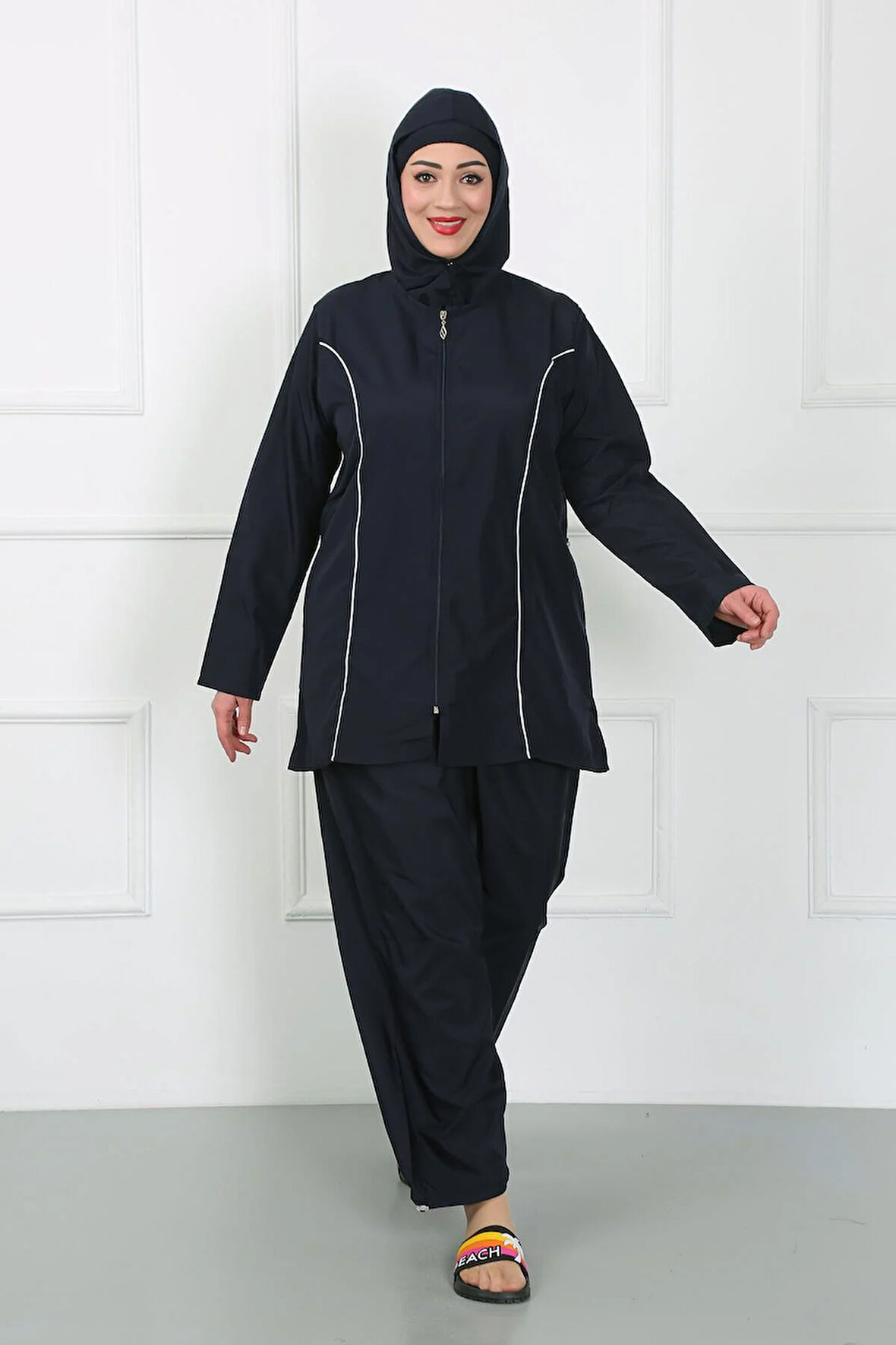 Akbeniz Büyük Beden Tesettür Büyük Mayo Lacivert 44010