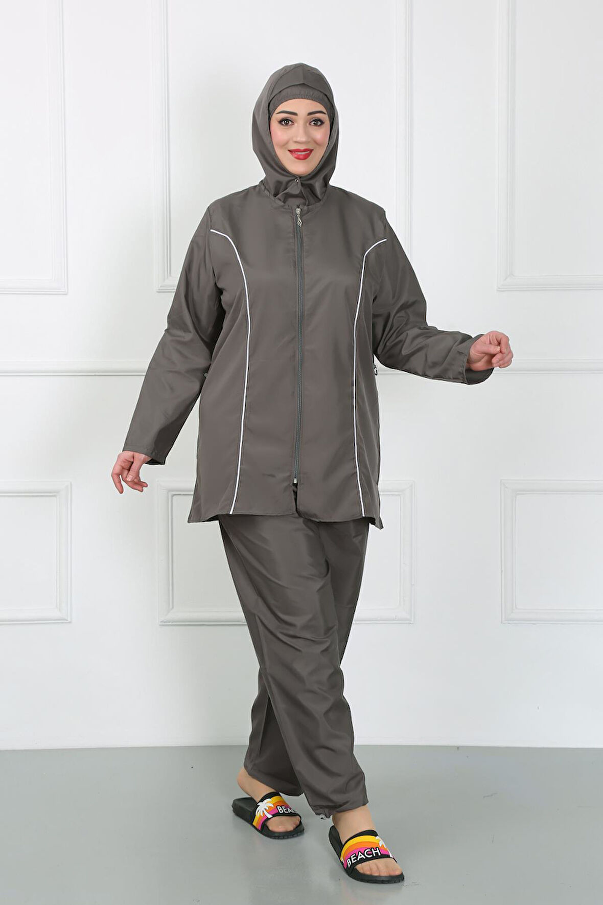 Akbeniz Büyük Beden Tesettür Büyük Mayo Füme 44010