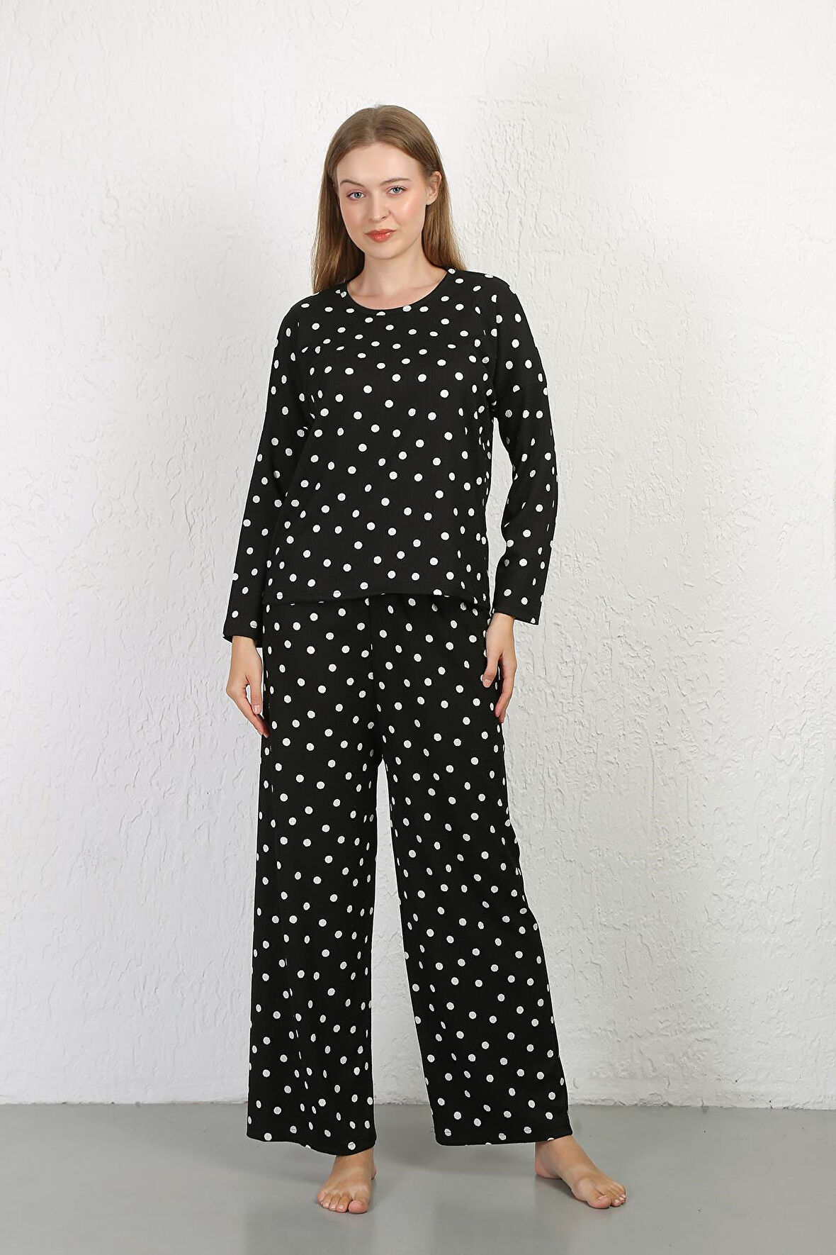 Akbeniz Kadın Bürümcük Kumaş Pijama Takım Siyah 4234