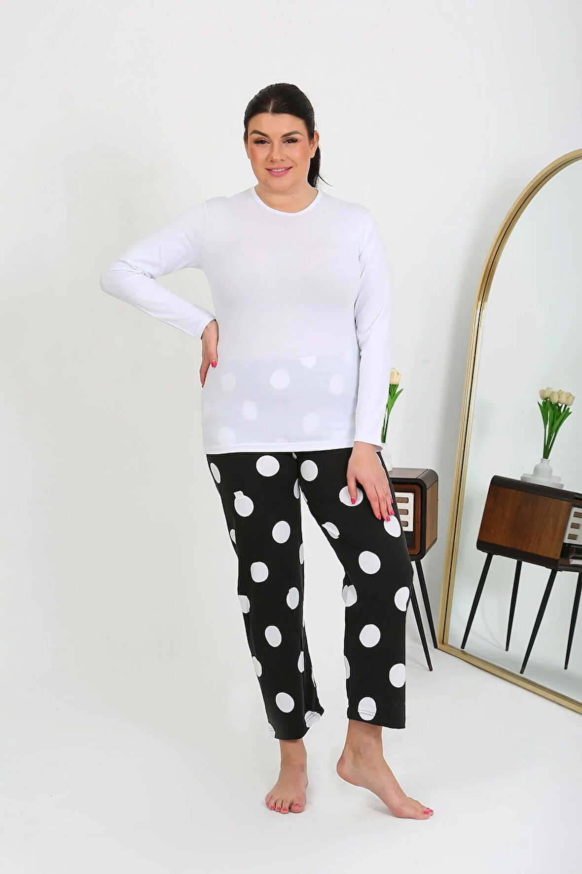 Akbeniz Kadın Büyük Beden Tek Alt Pijama Siyah 27553