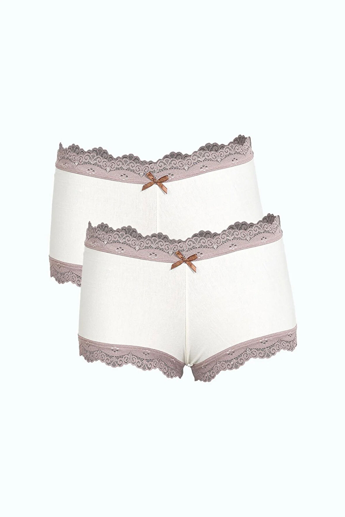 Akbeniz Kadın Pamuklu 2li Boxer Krem 40277