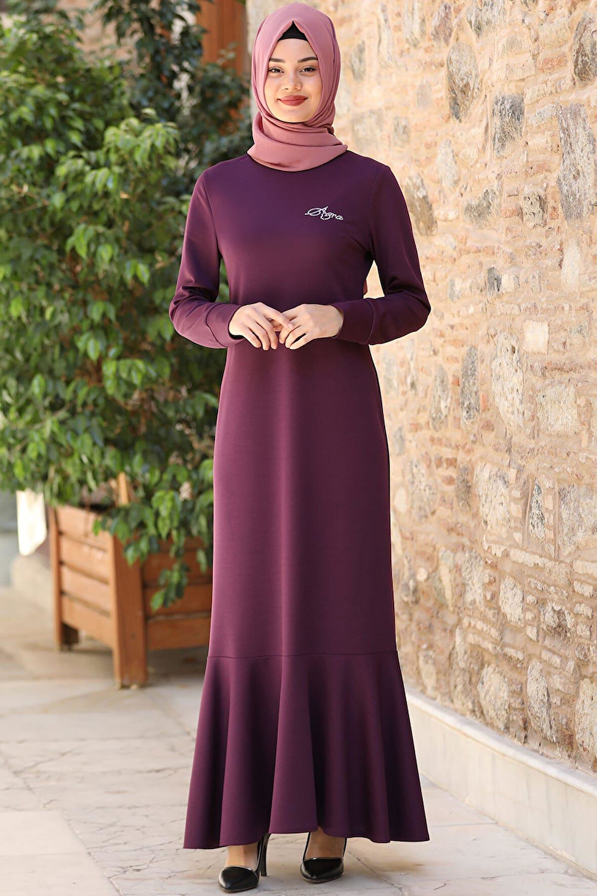 Azra Tesettür Elbise Lavanta