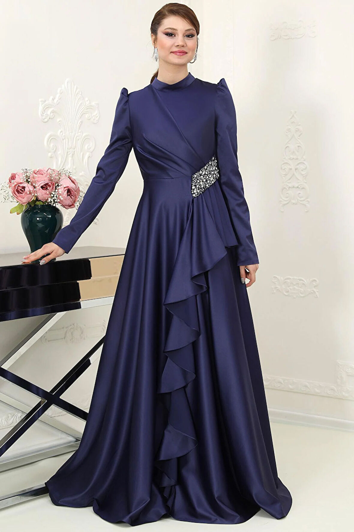 Nazende Tesettür Abiye Lacivert