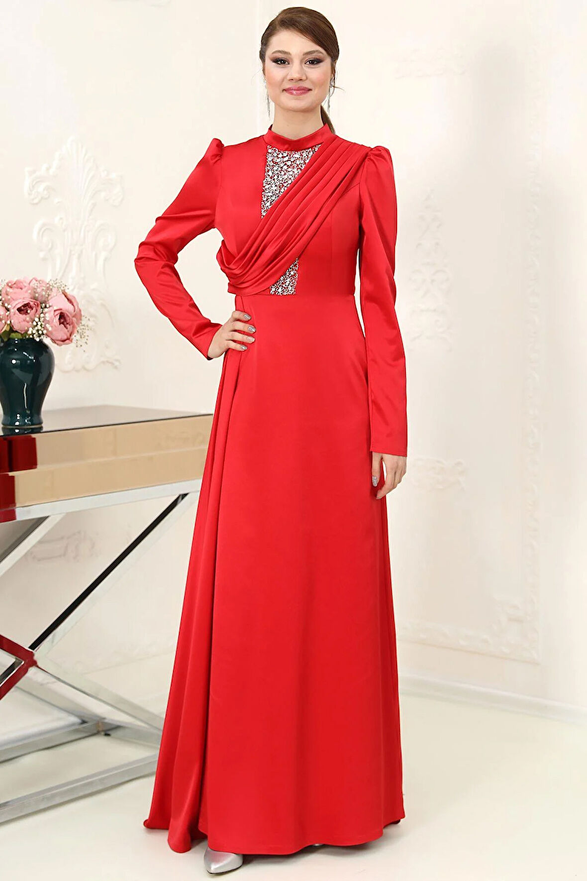 Zen Tesettür Abiye Kırmızı