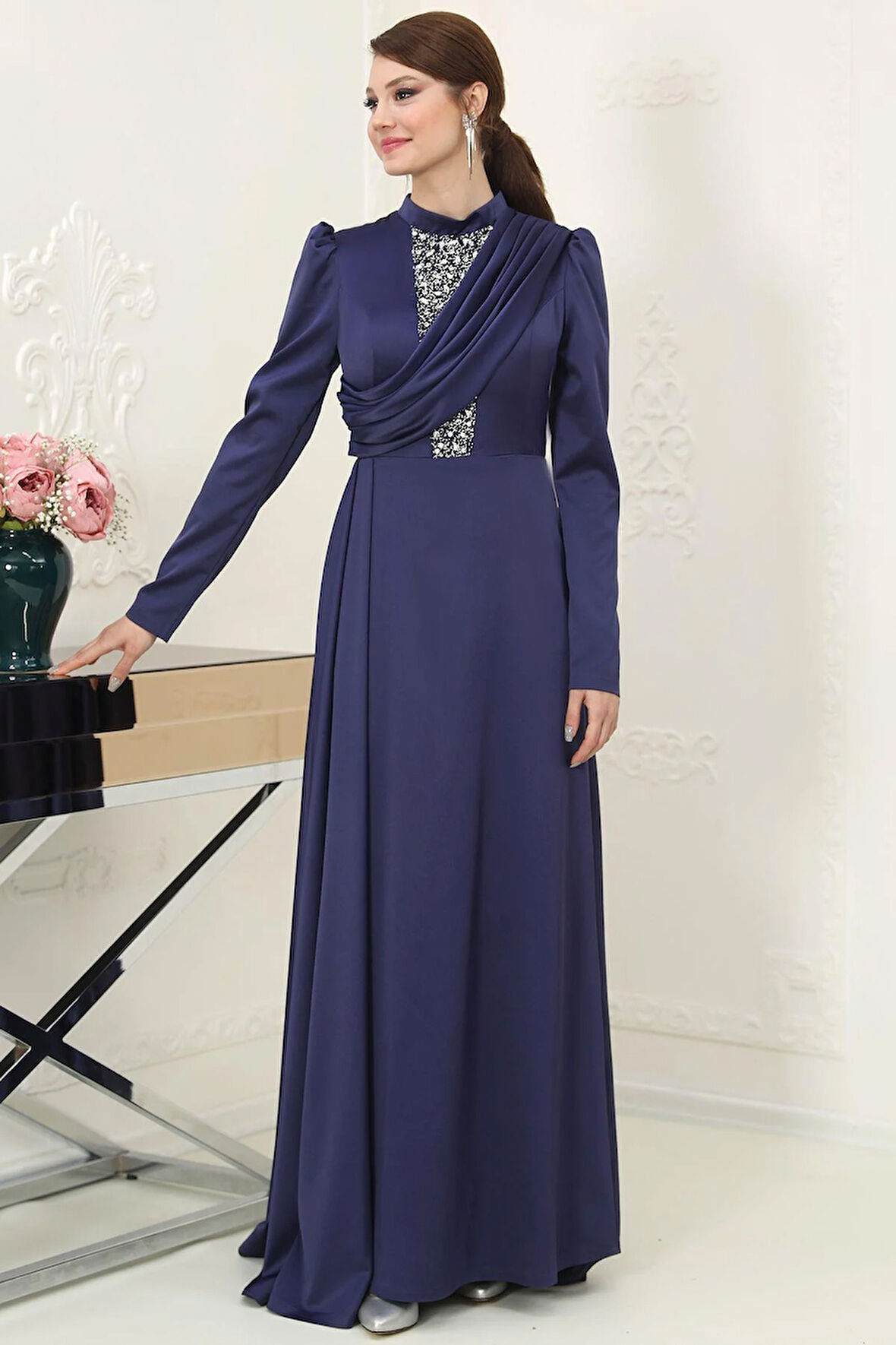 Zen Tesettür Abiye Lacivert