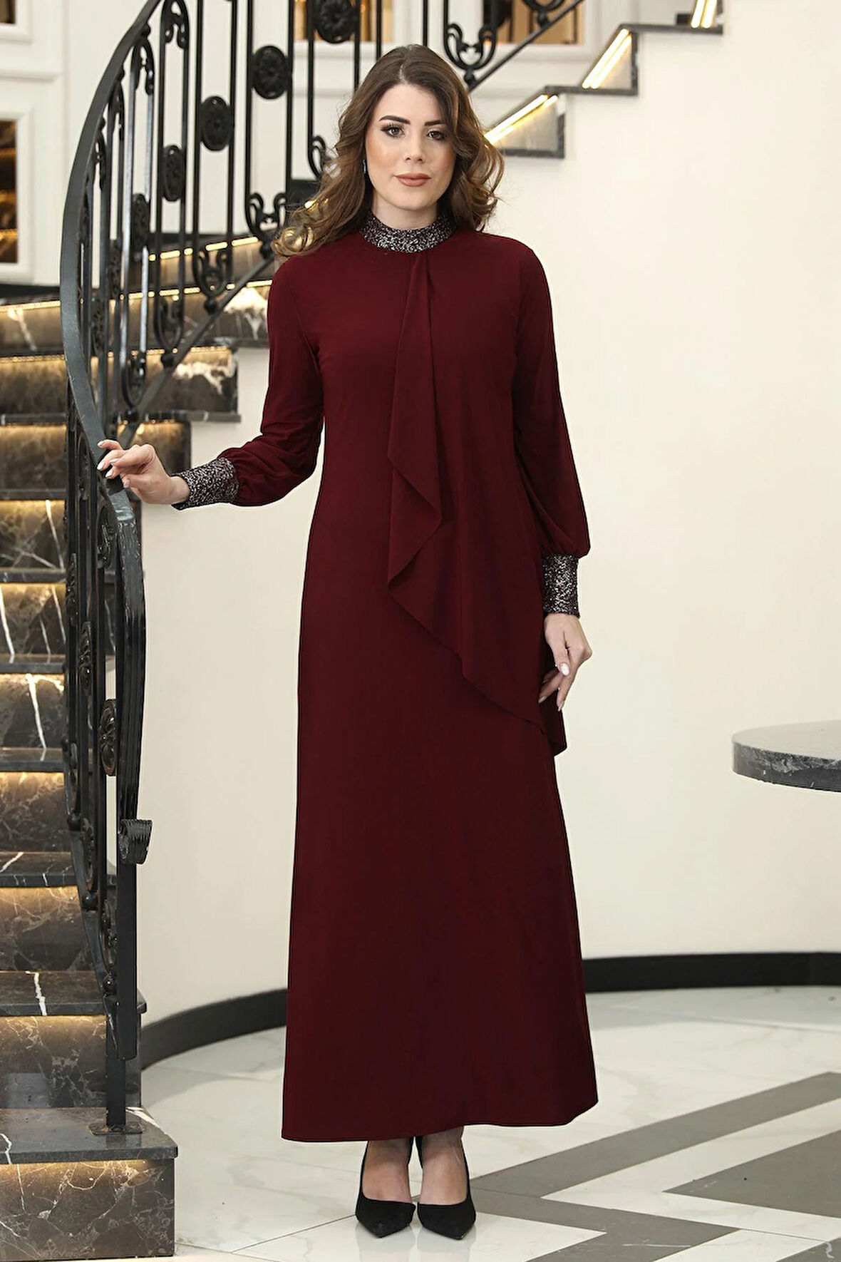 Efsane Tesettür Elbise Bordo