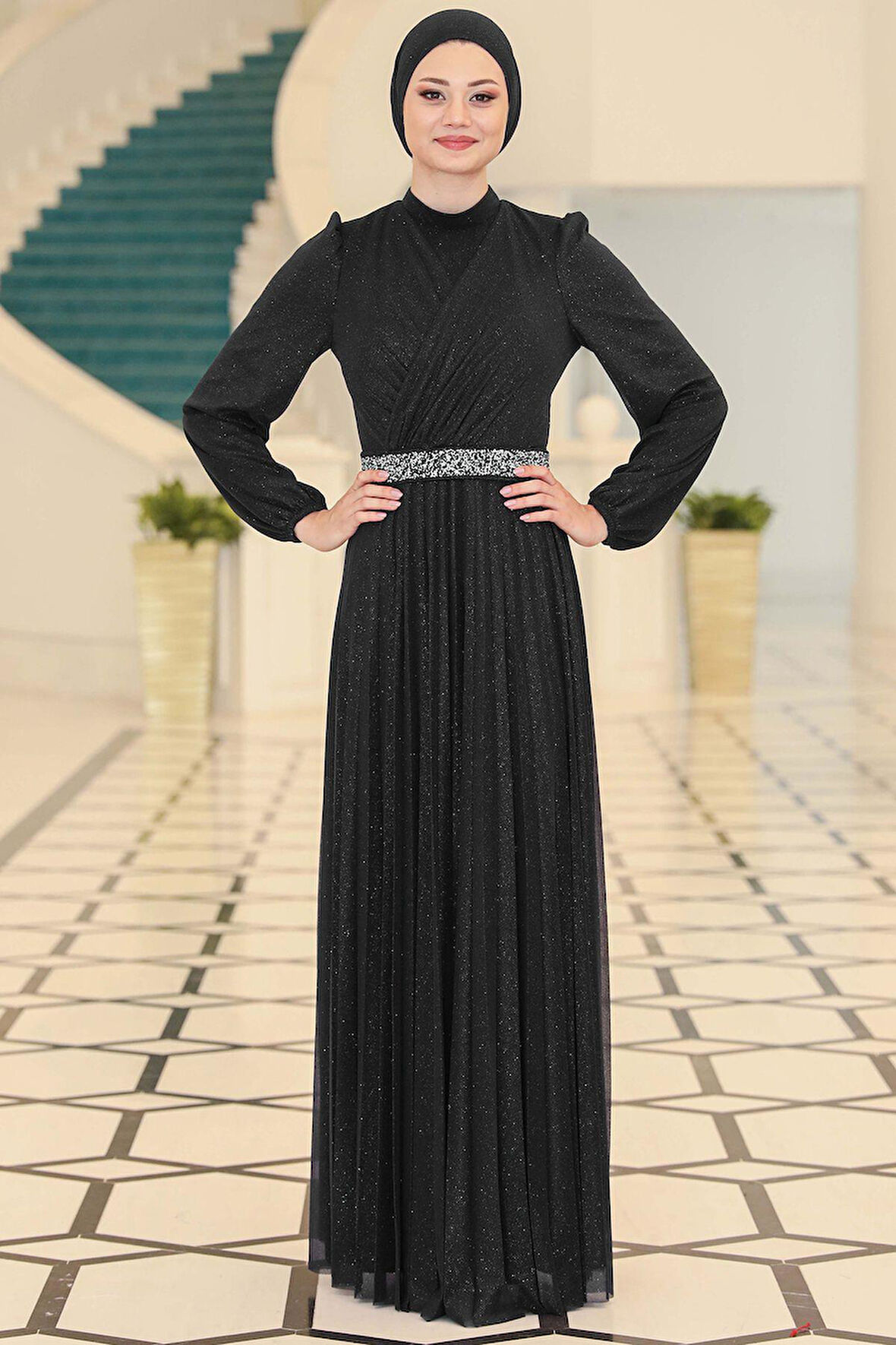 Dila Tesettür Abiye Siyah