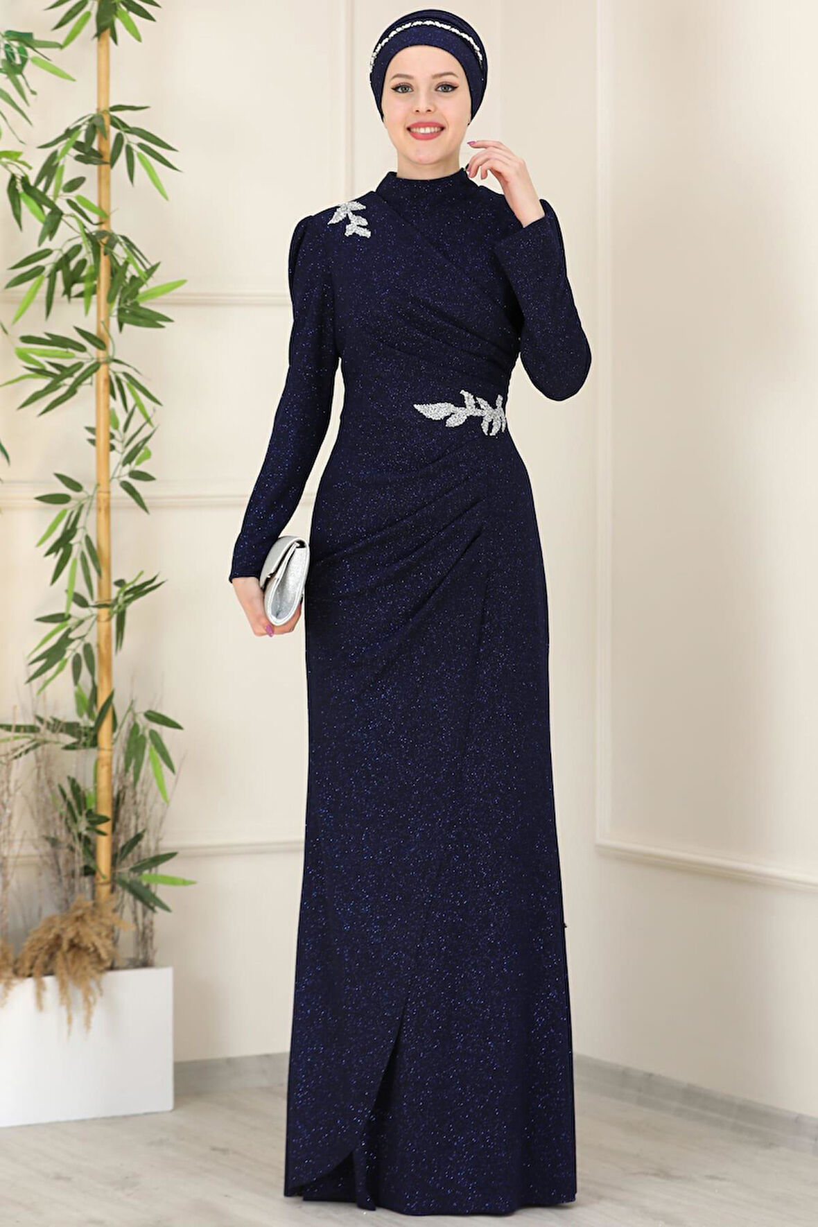 Masal Tesettür Abiye Lacivert