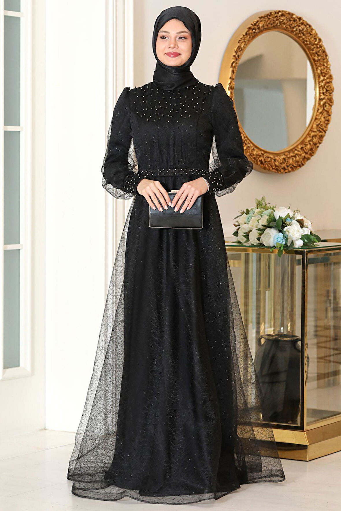 Peri Tesettür Abiye Siyah
