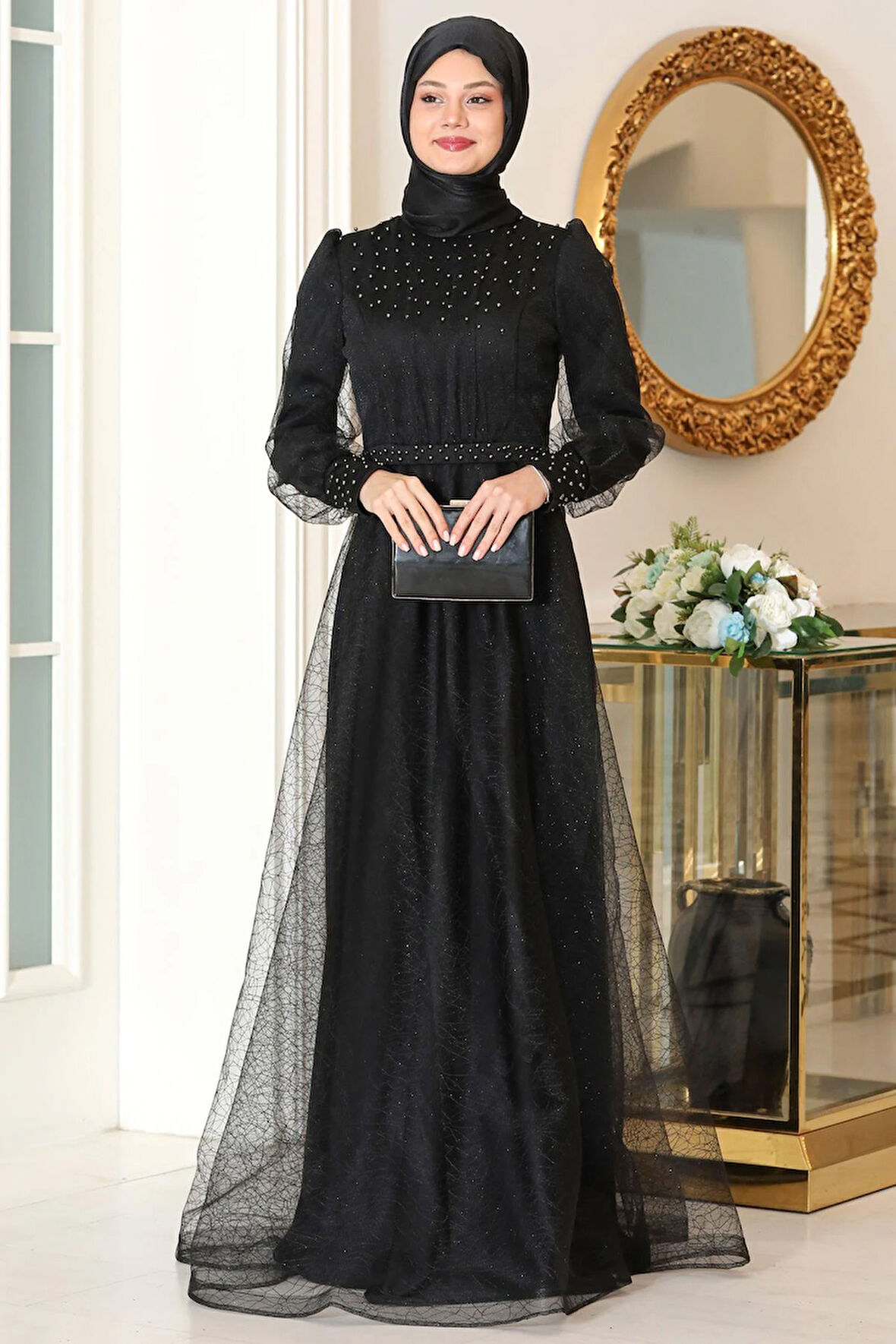 Peri Tesettür Abiye Siyah