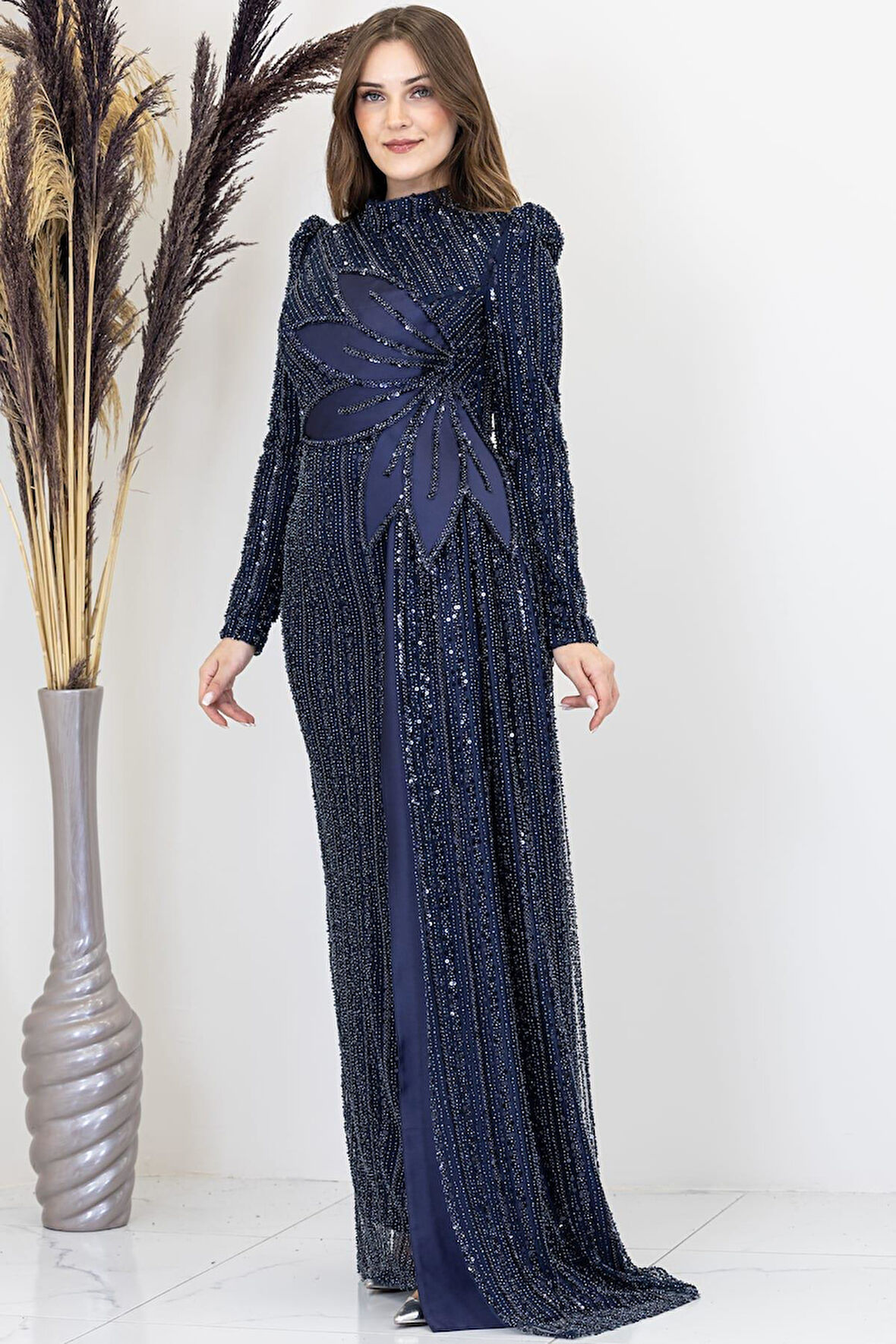 Bergüzar Tesettür Abiye Lacivert